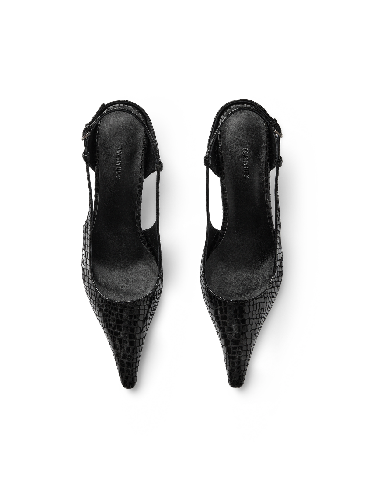 Lady Slingback Pumps - Croco Black