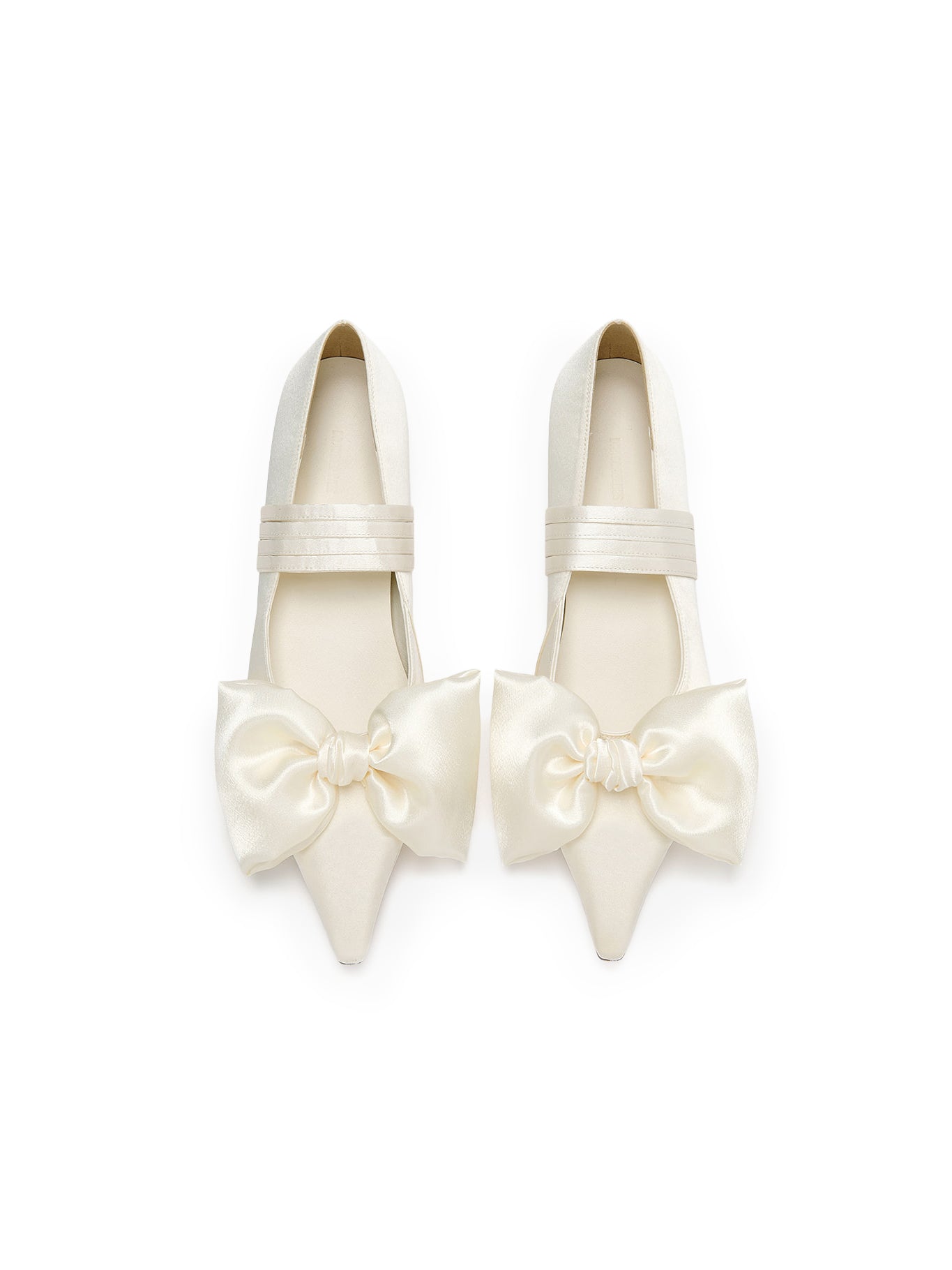 Ribbon Lace Up Pumps Satin - Ivory