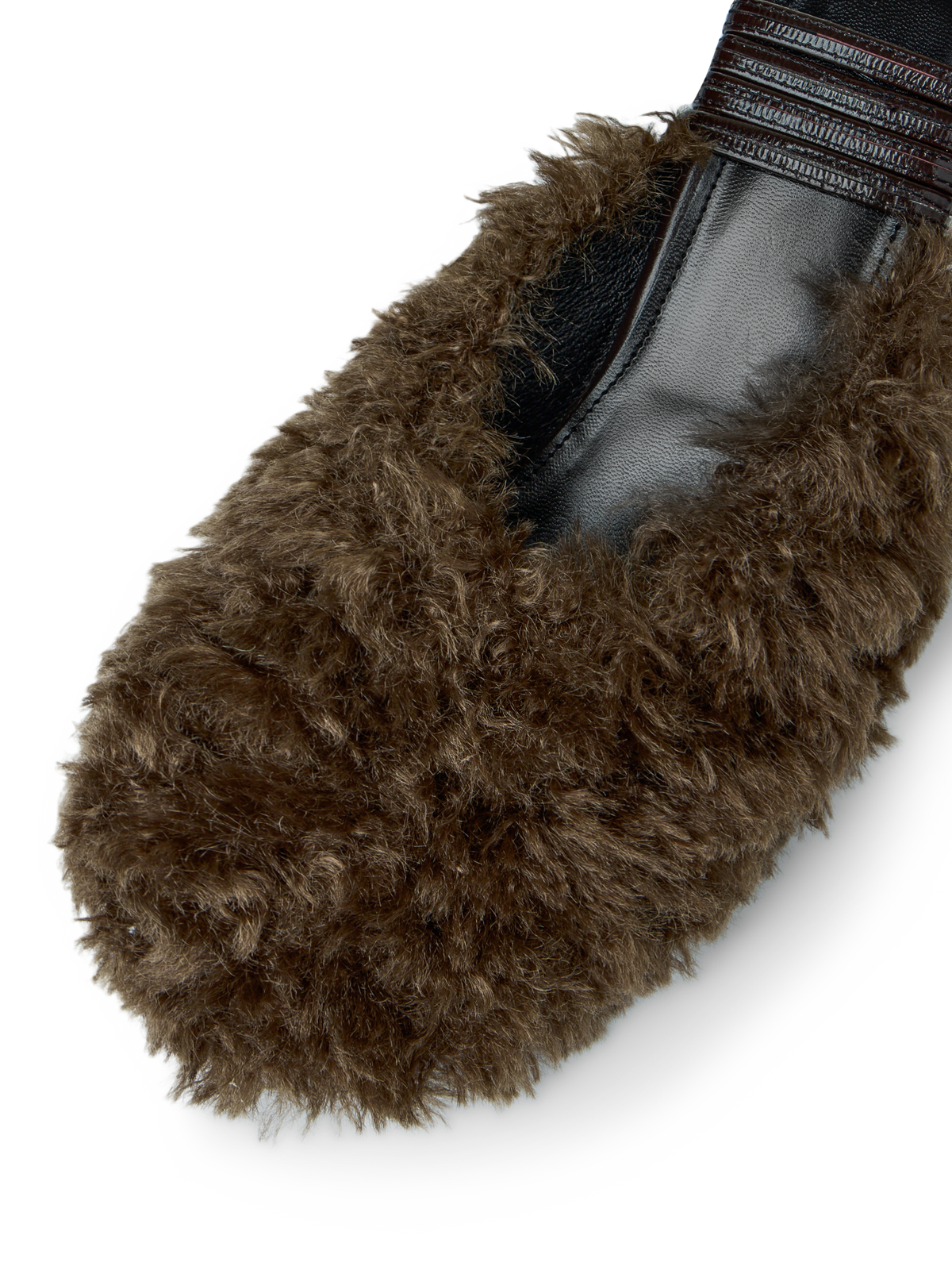Fluffy Lace-up Mules - Chocolate