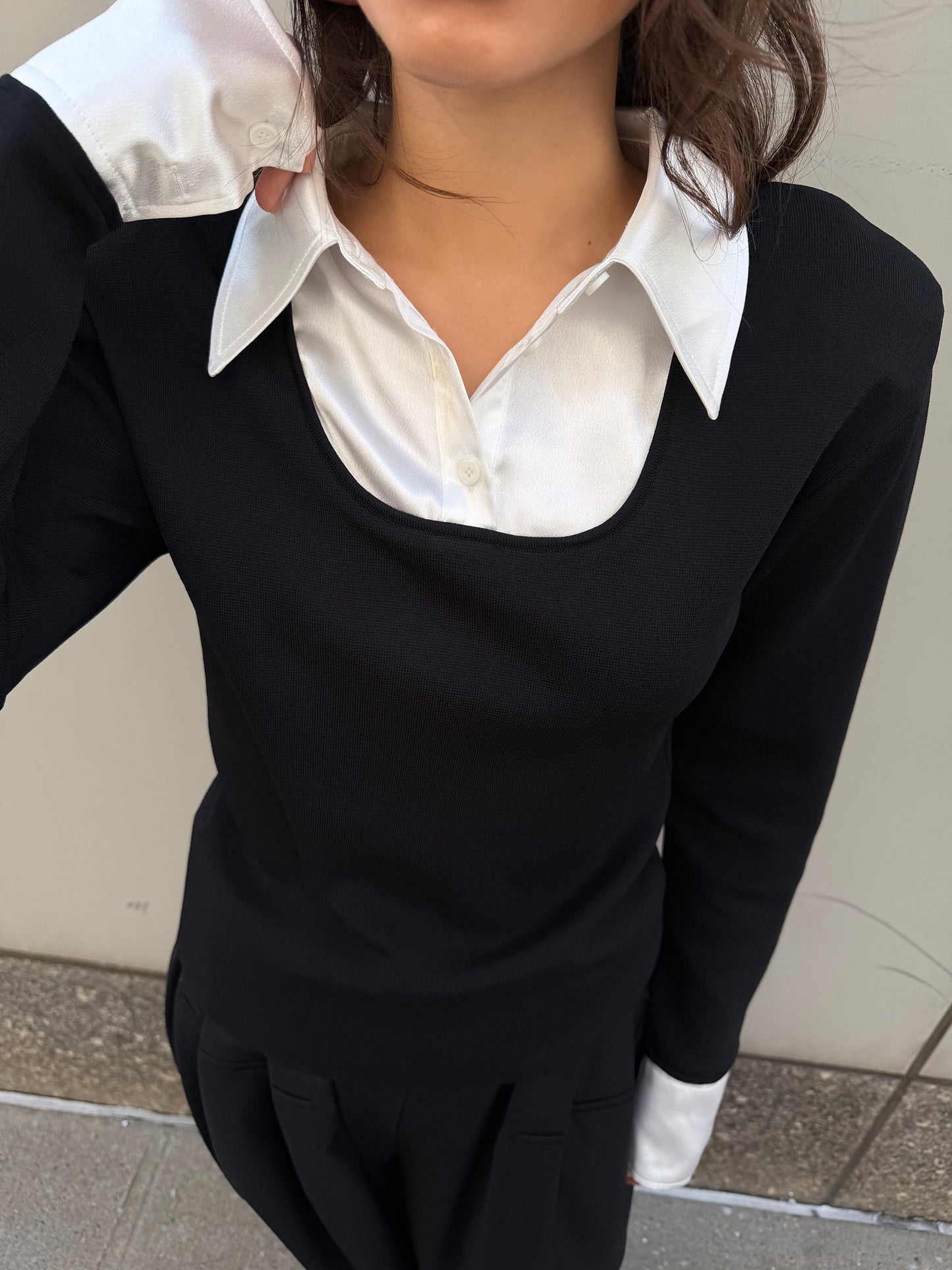 Layered Knit Top - Refined Black