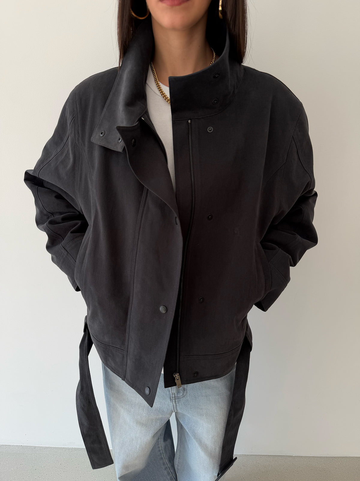 Yves Cotton Jacket - Carbon Grey