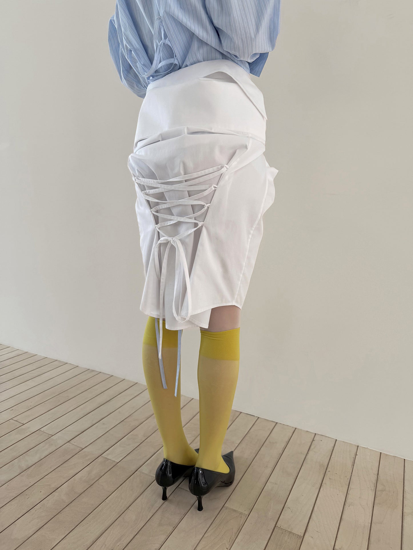 TIE BACK COTTON SHIRT - CLEAN WHITE