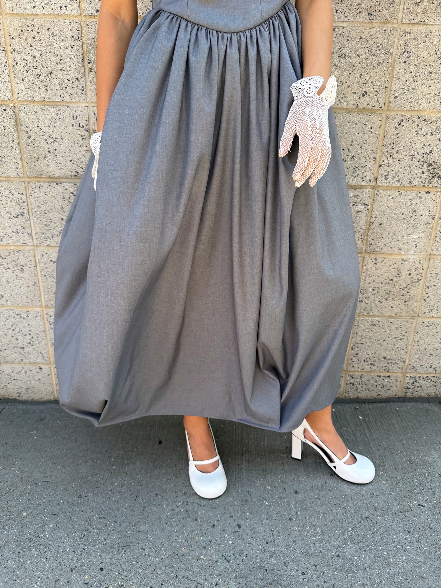 Florentine Gathered Dress - Atelier Gray