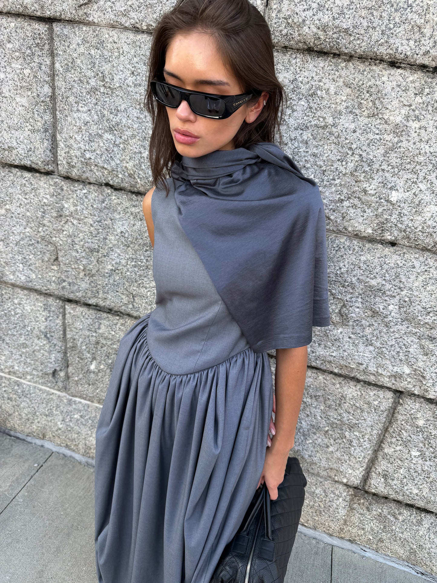 Florentine Gathered Dress - Atelier Gray