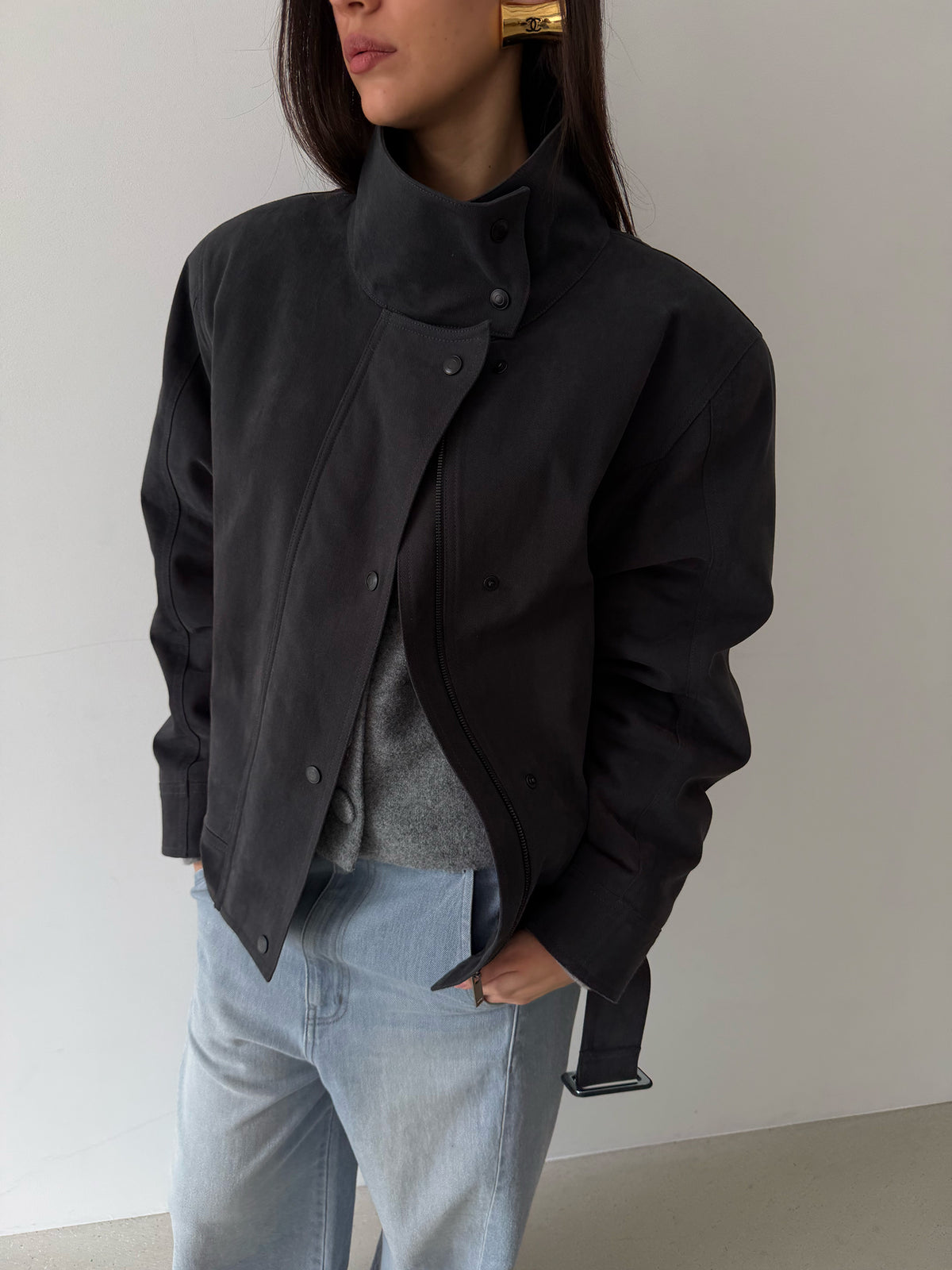 Yves Cotton Jacket - Carbon Grey