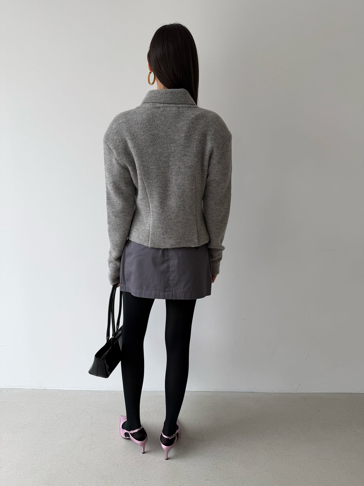 Pebble Knit Jacket- Oatmeal Gray
