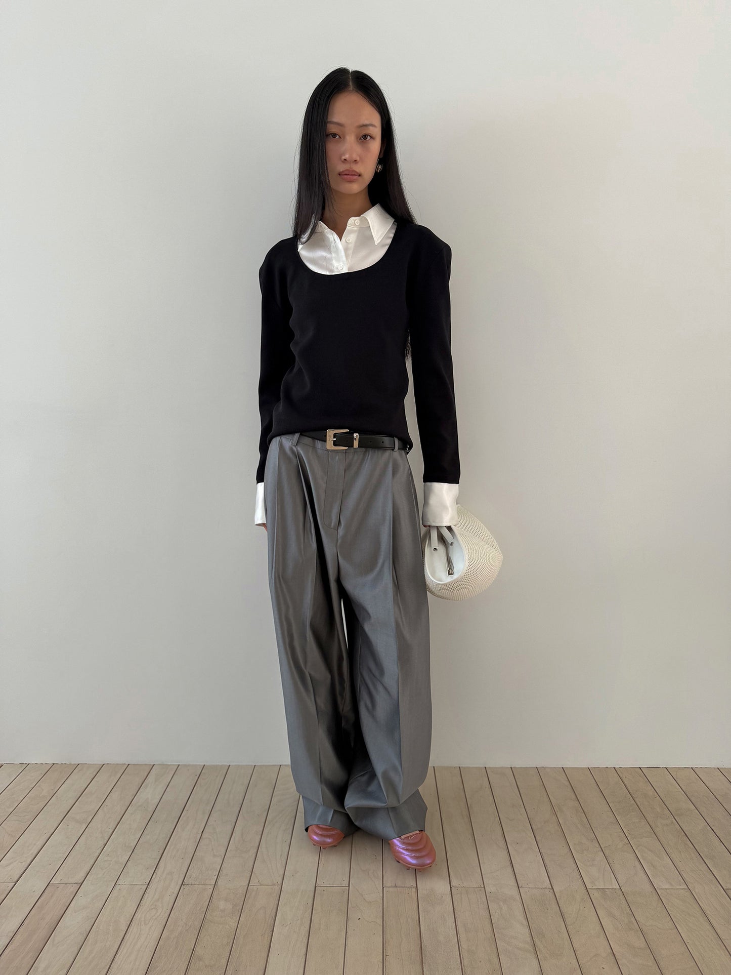 WIDE TAILORED TROUSERS - SILKY GRAY