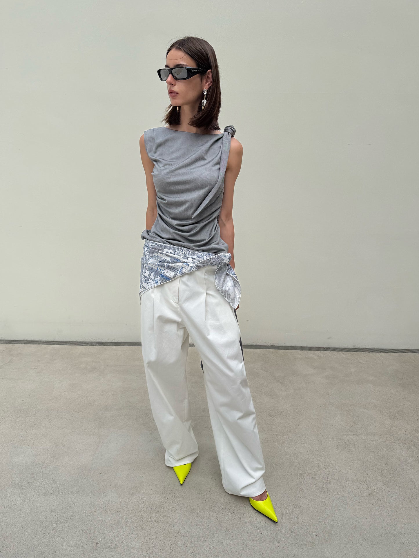Riviera Shoulder Tie Top - Ripple Black