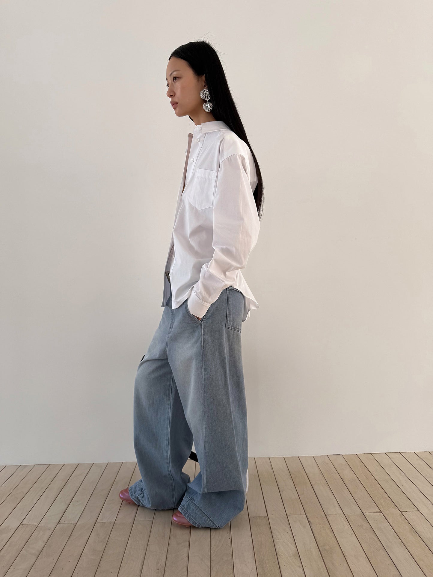 TIE BACK COTTON SHIRT - CLEAN WHITE