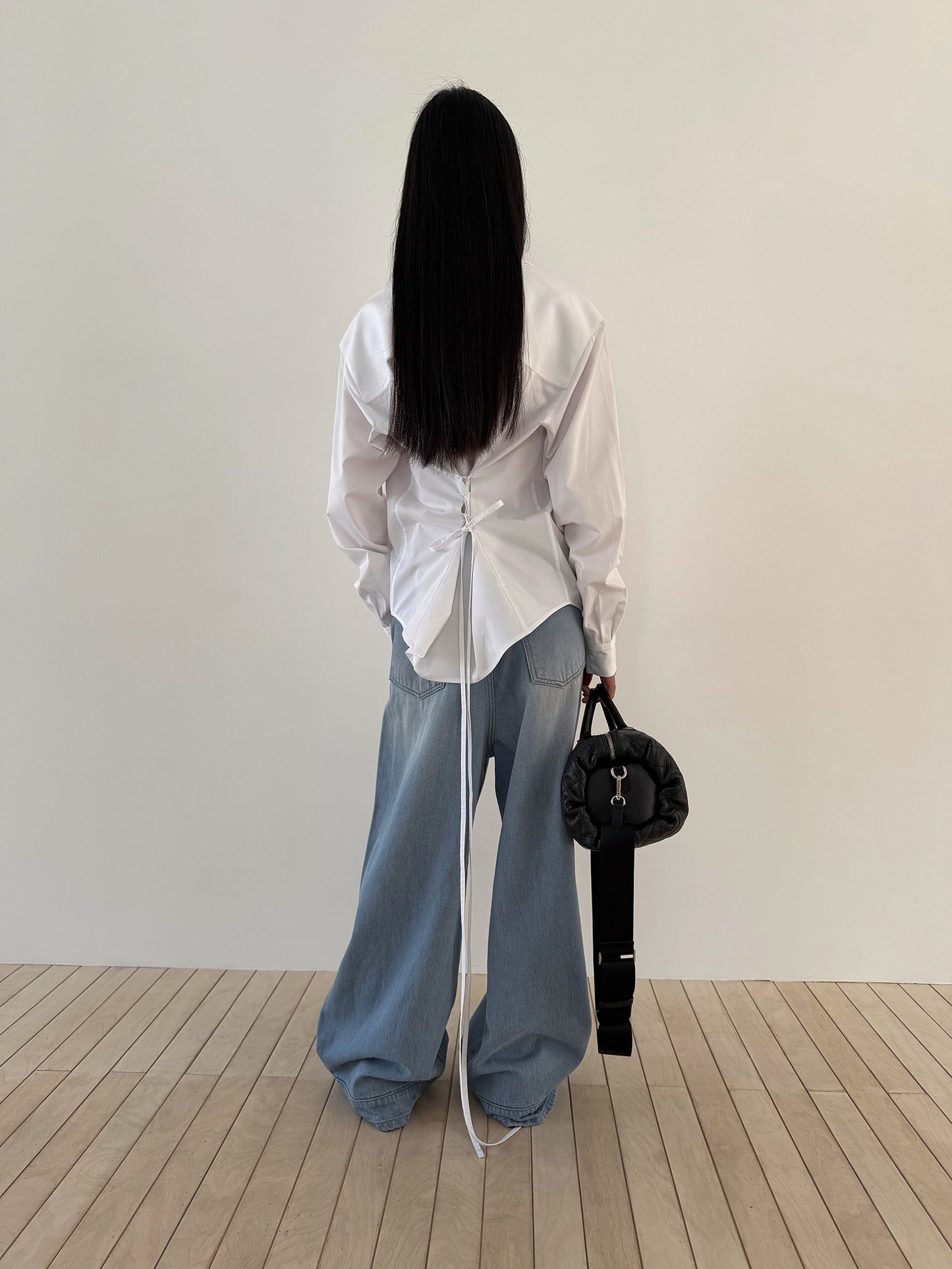 TIE BACK COTTON SHIRT - CLEAN WHITE