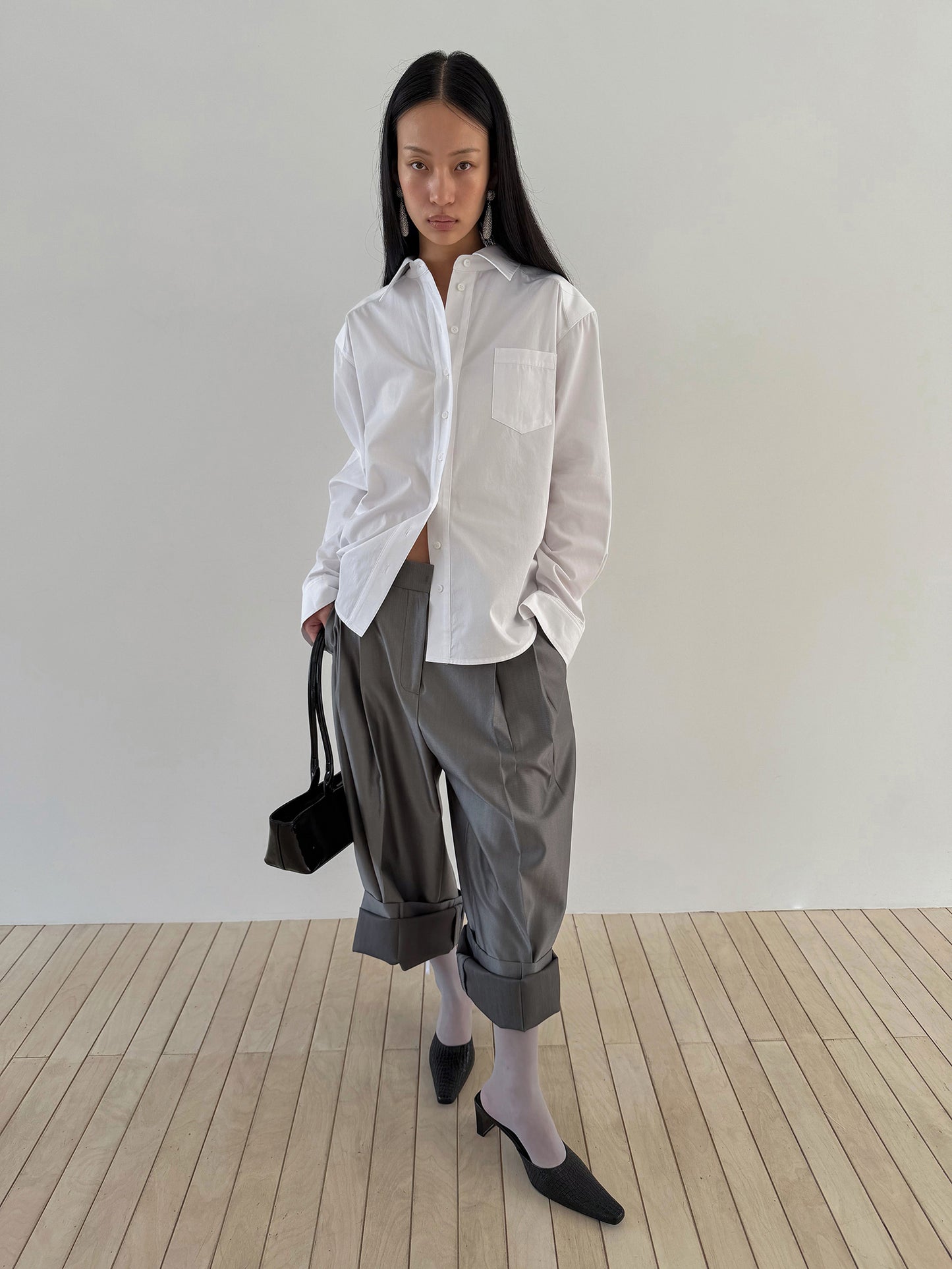 TIE BACK COTTON SHIRT - CLEAN WHITE