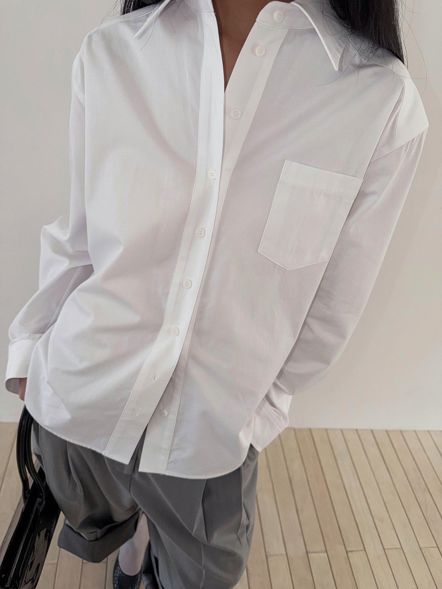 TIE BACK COTTON SHIRT - CLEAN WHITE