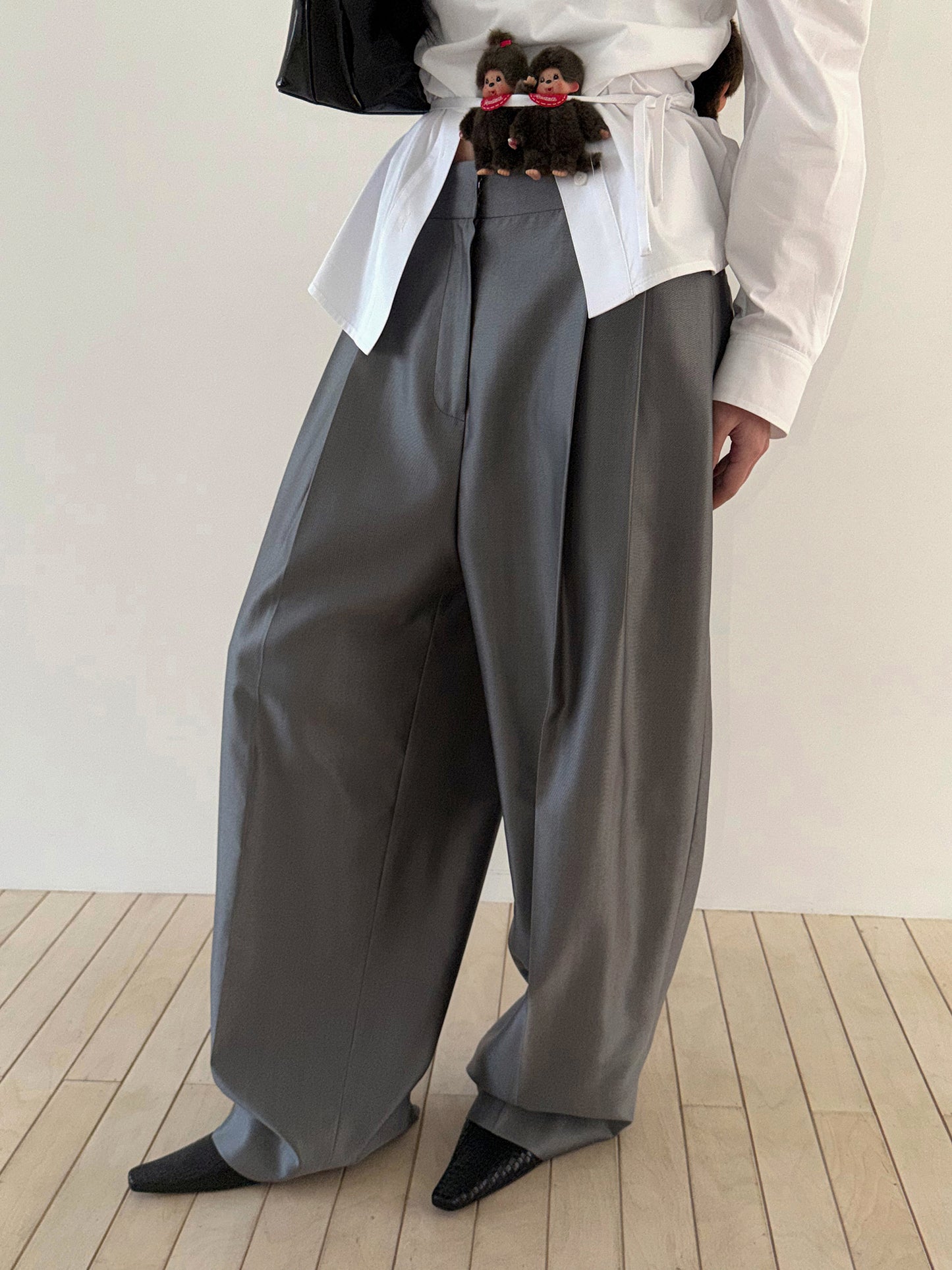 WIDE TAILORED TROUSERS - SILKY GRAY