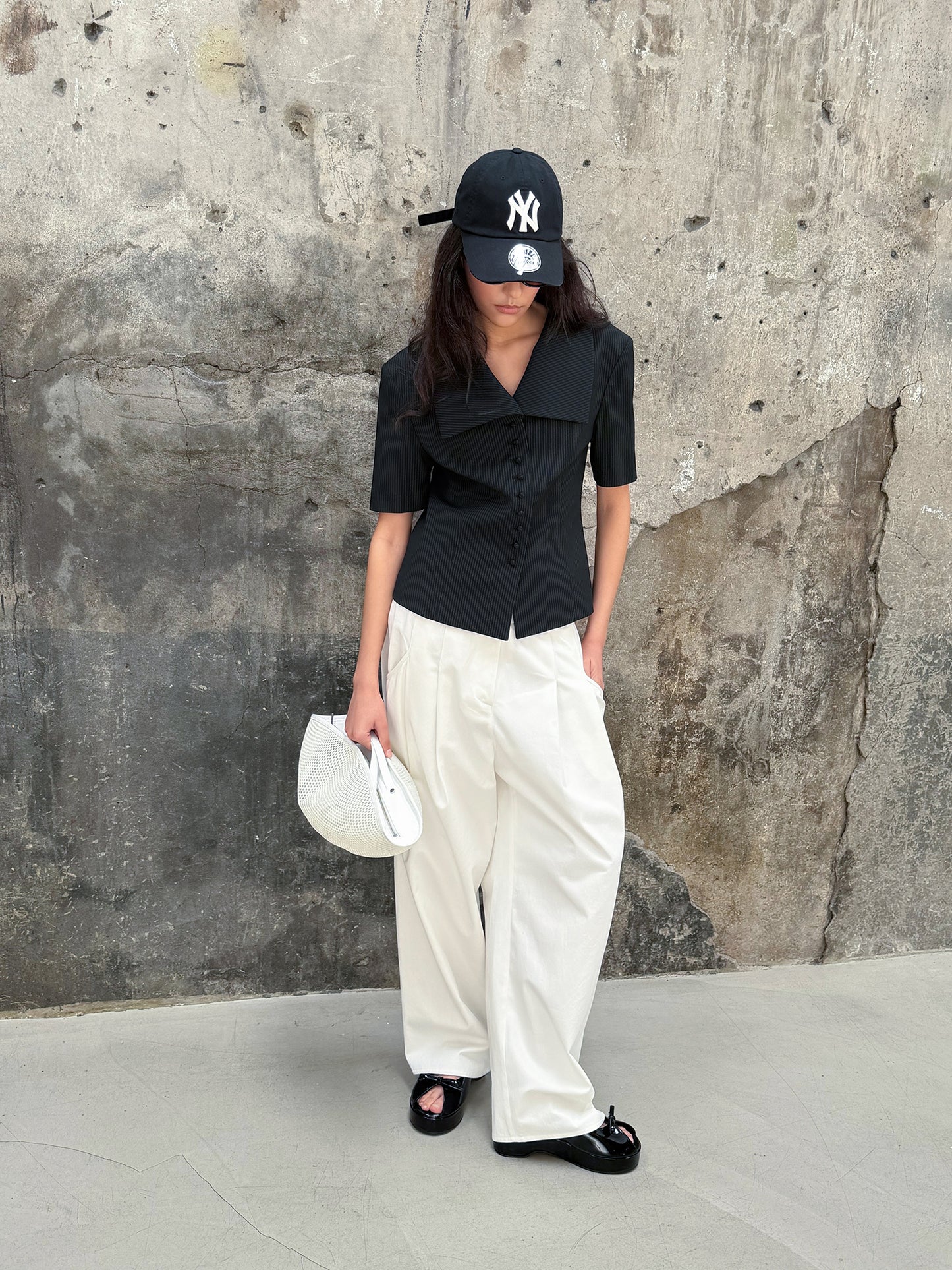 High-waisted Banding Pants - White Chocolate