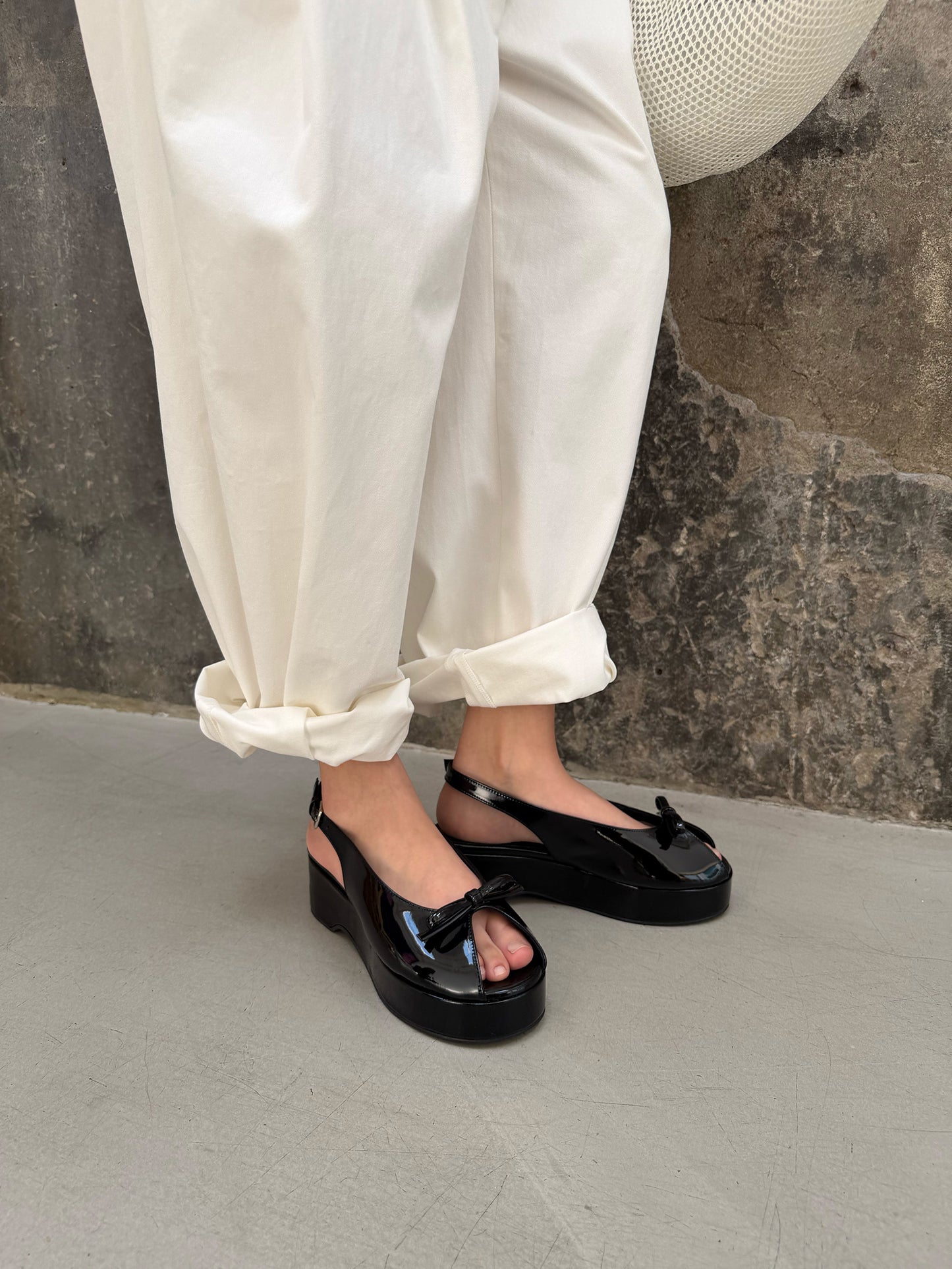 Coquette Chunky Slingback - Glossy Black