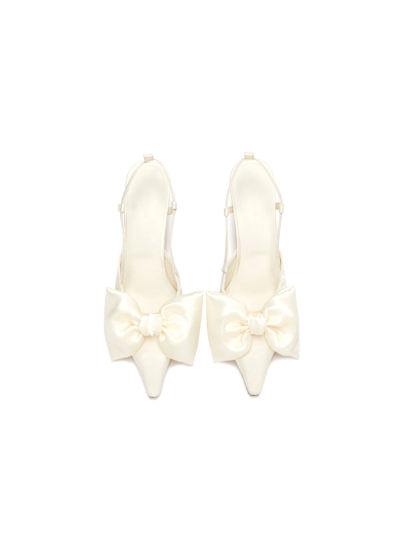 Ribbon Lace Up Slingback Satin - Ivory
