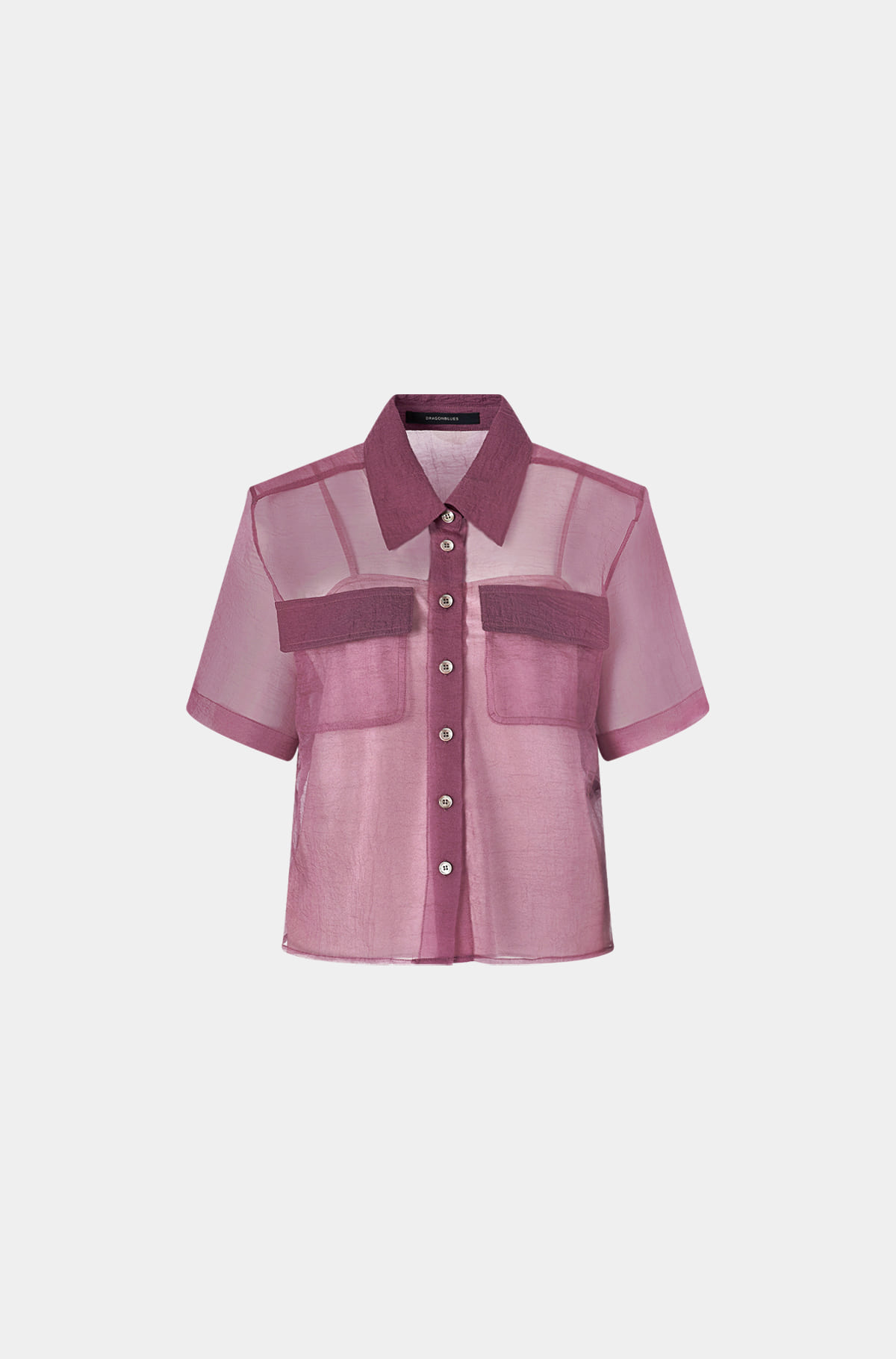 오간자 플랩 포켓 셔츠 - 오키드 핑크