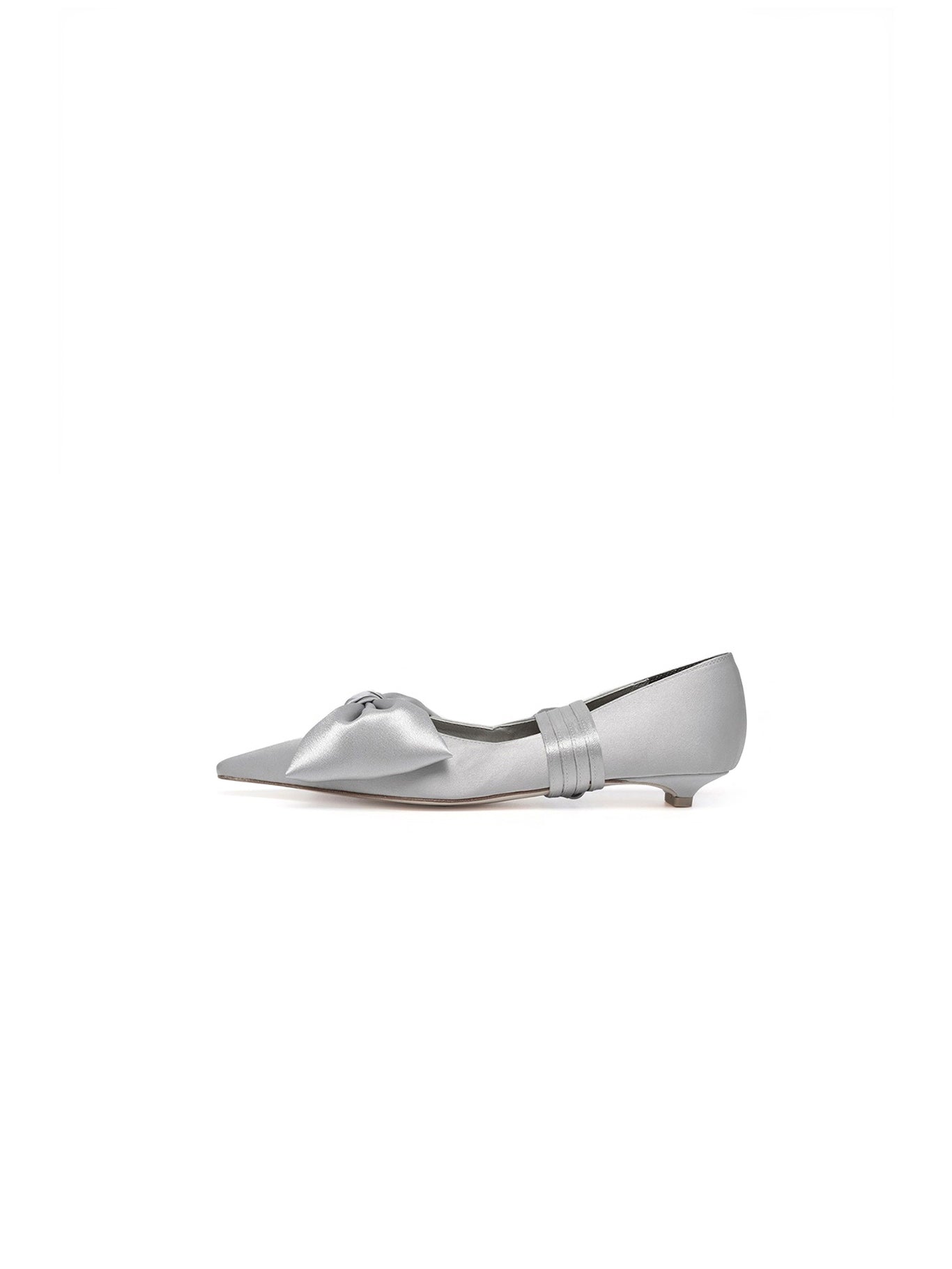 Ribbon Lace Up Pumps Satin - Silver Gray