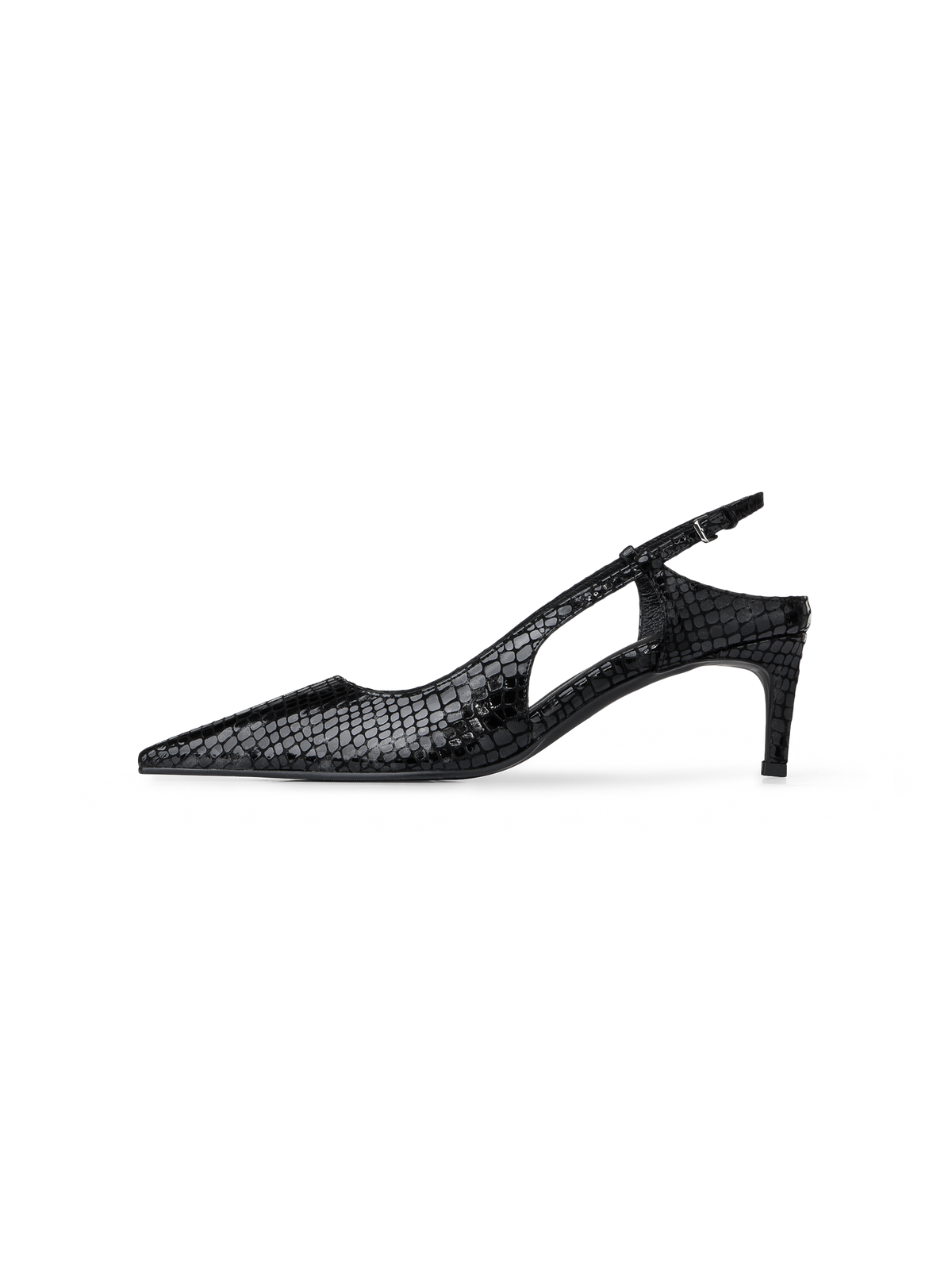 Lady Slingback Pumps - Croco Black