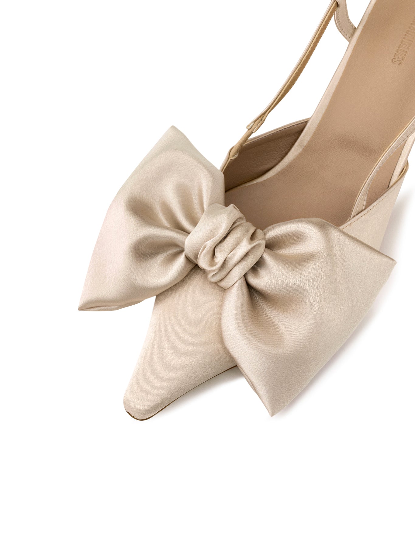 Ribbon Lace Up Slingback Satin - Champagne Gold