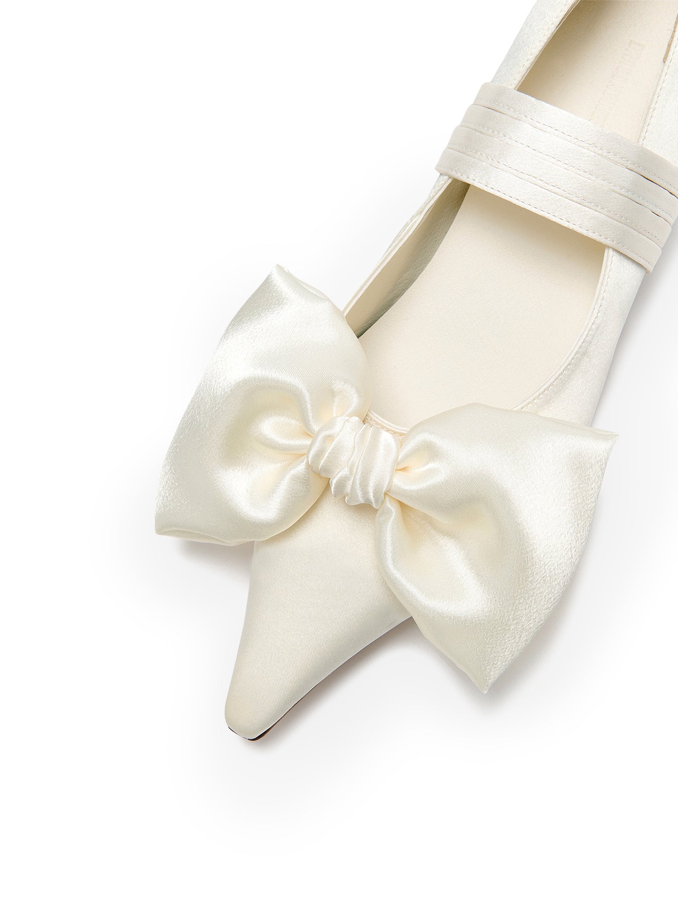 Ribbon Lace Up Pumps Satin - Ivory