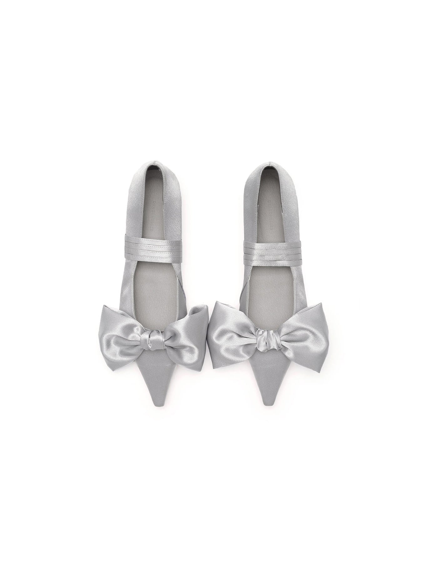 Ribbon Lace Up Pumps Satin - Silver Gray