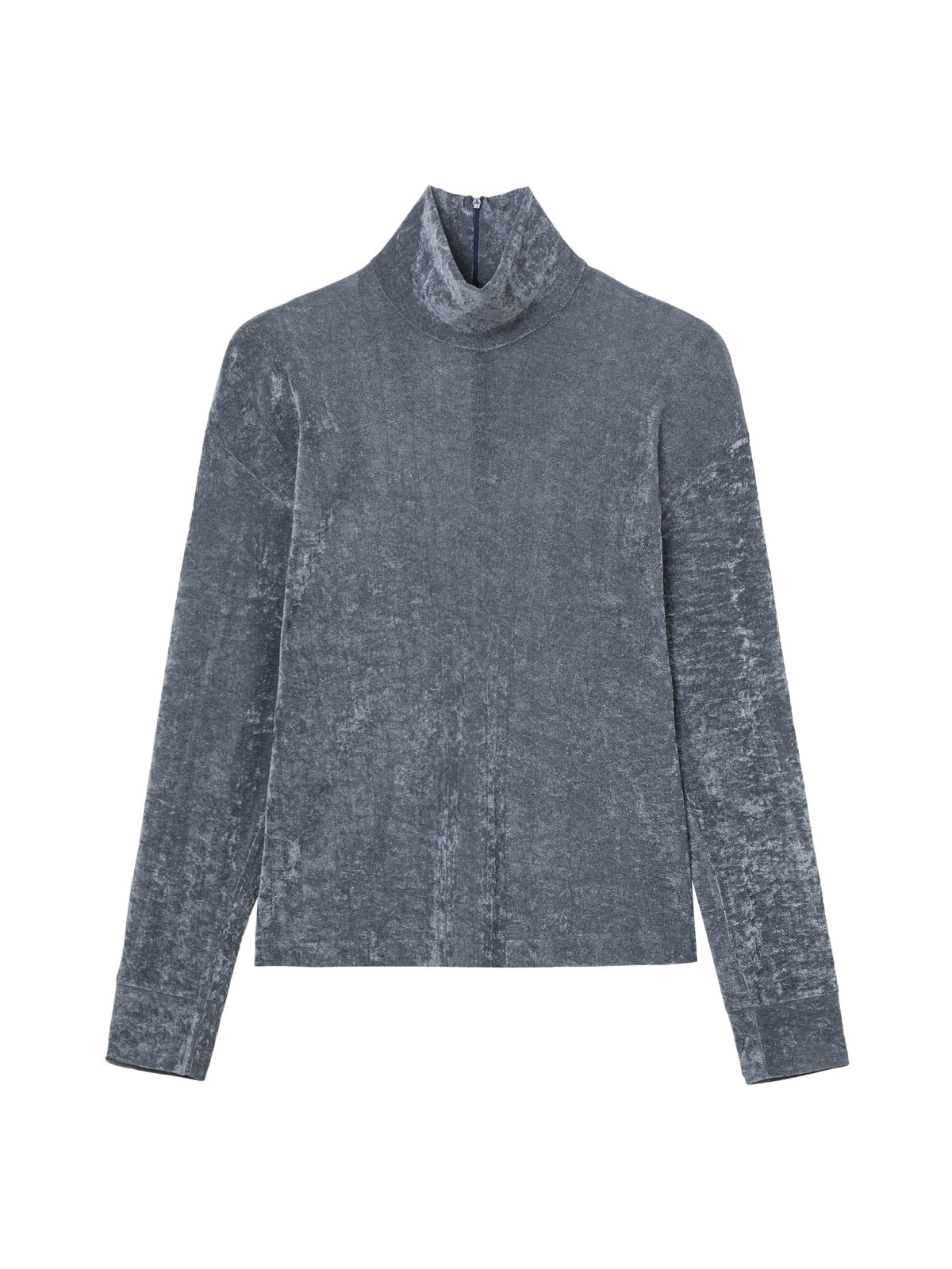 AURORA TURTLENECK TOP - BLUE CHARCOAL