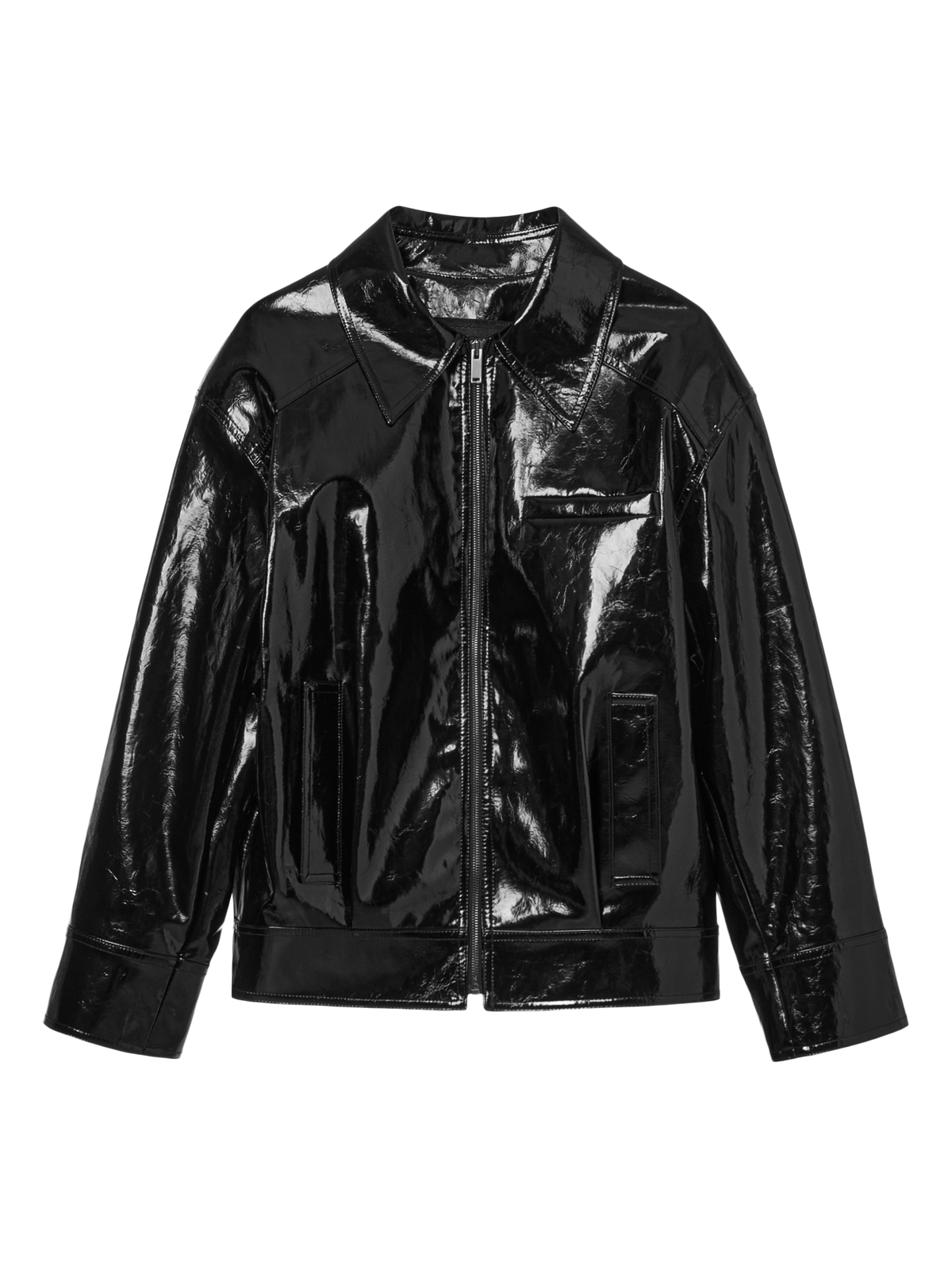 HYBRID ZIP-UP JACKET - GLOSSY BLACK