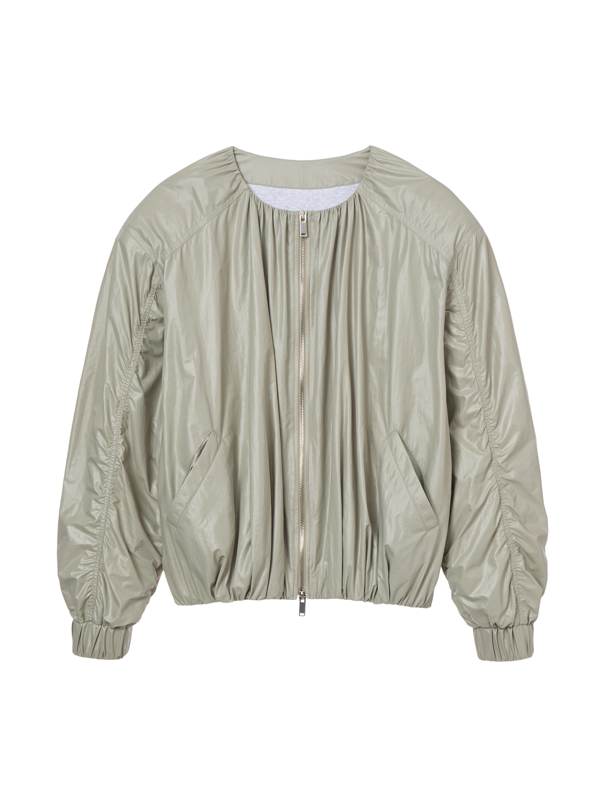 Scrunch Bomber Jacket - Taupe Beige