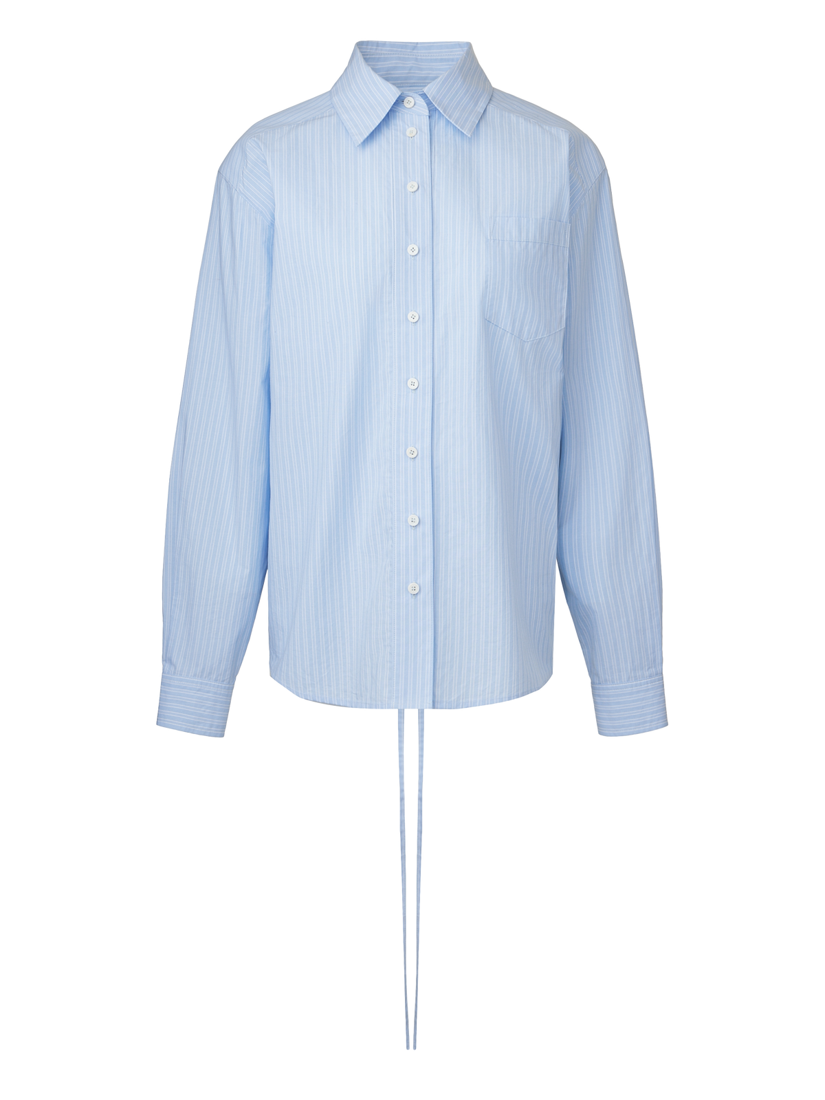 TIE BACK COTTON SHIRT - STRIPE BLUE