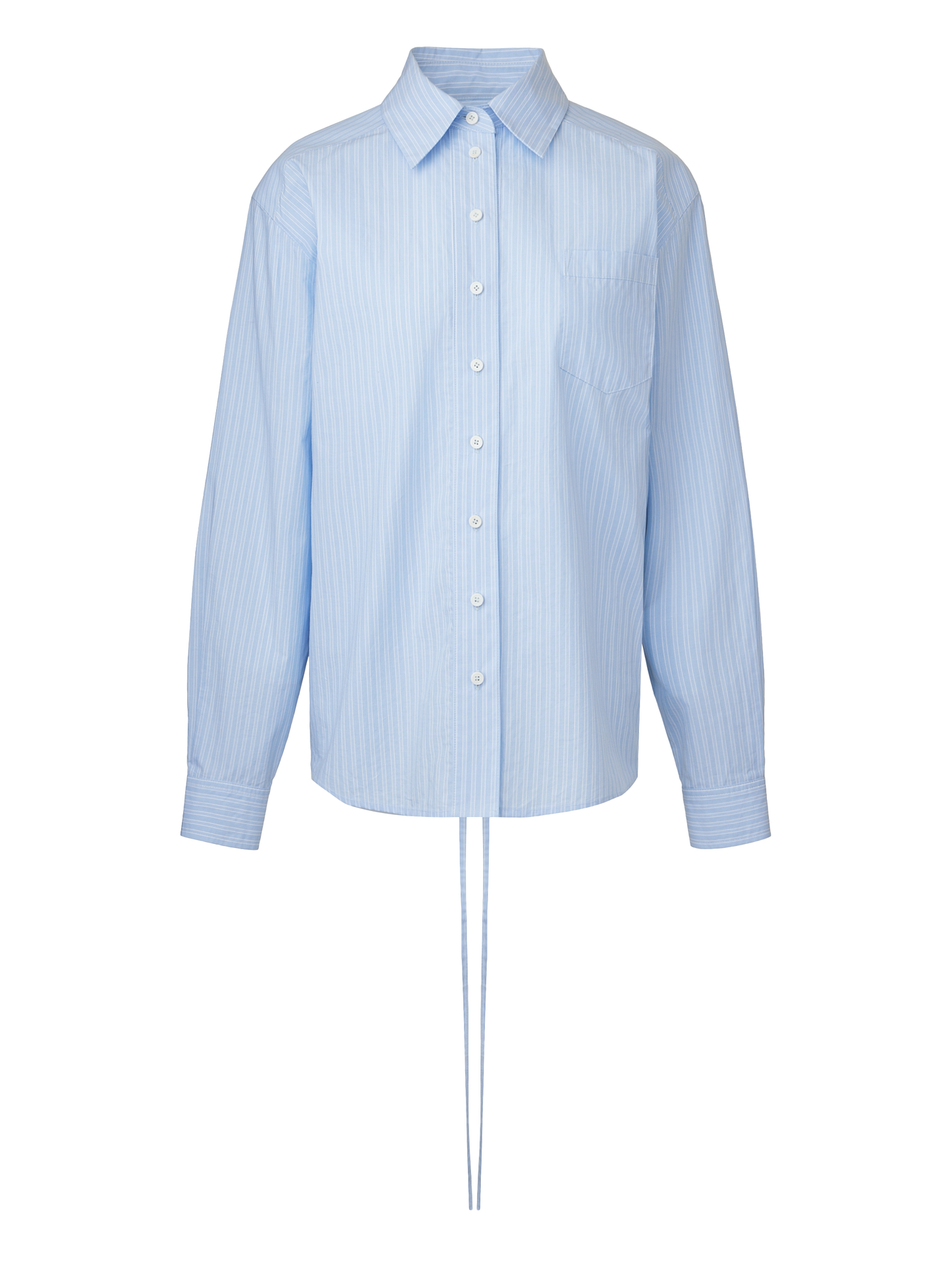 TIE BACK COTTON SHIRT - STRIPE BLUE