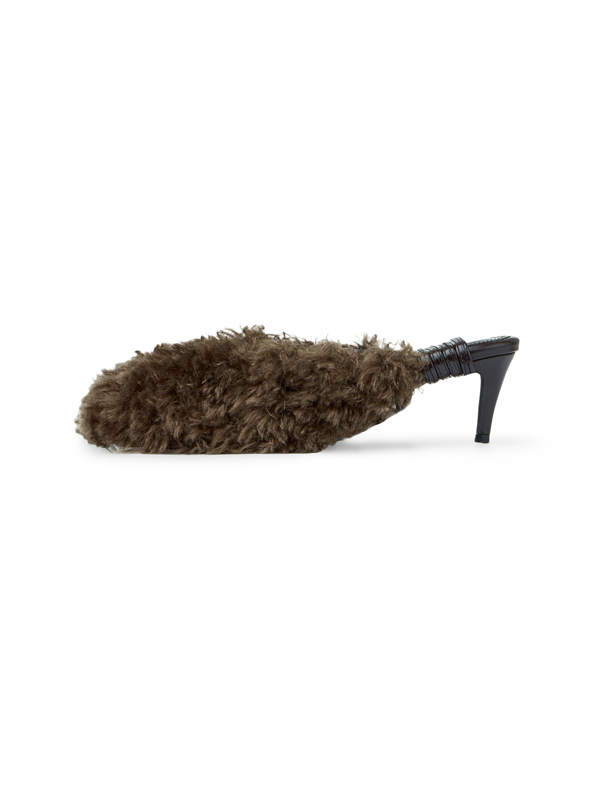 Fluffy Lace-up Mules - Chocolate