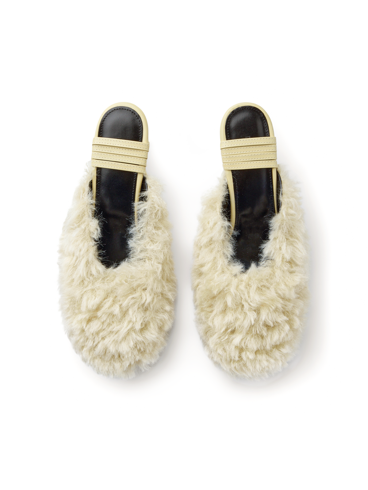 Fluffy Lace-up Mules - Butter