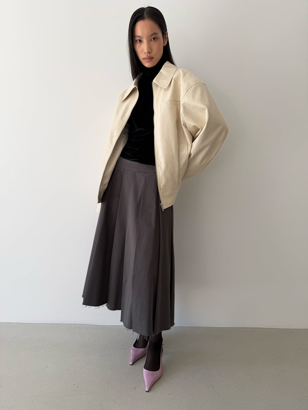 HYBRID ZIP-UP JACKET - PORCELAIN