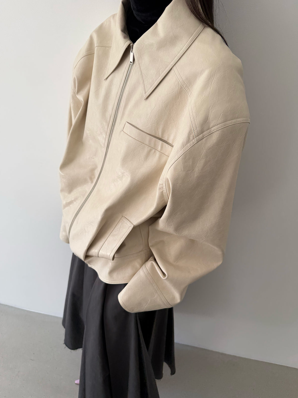 HYBRID ZIP-UP JACKET - PORCELAIN