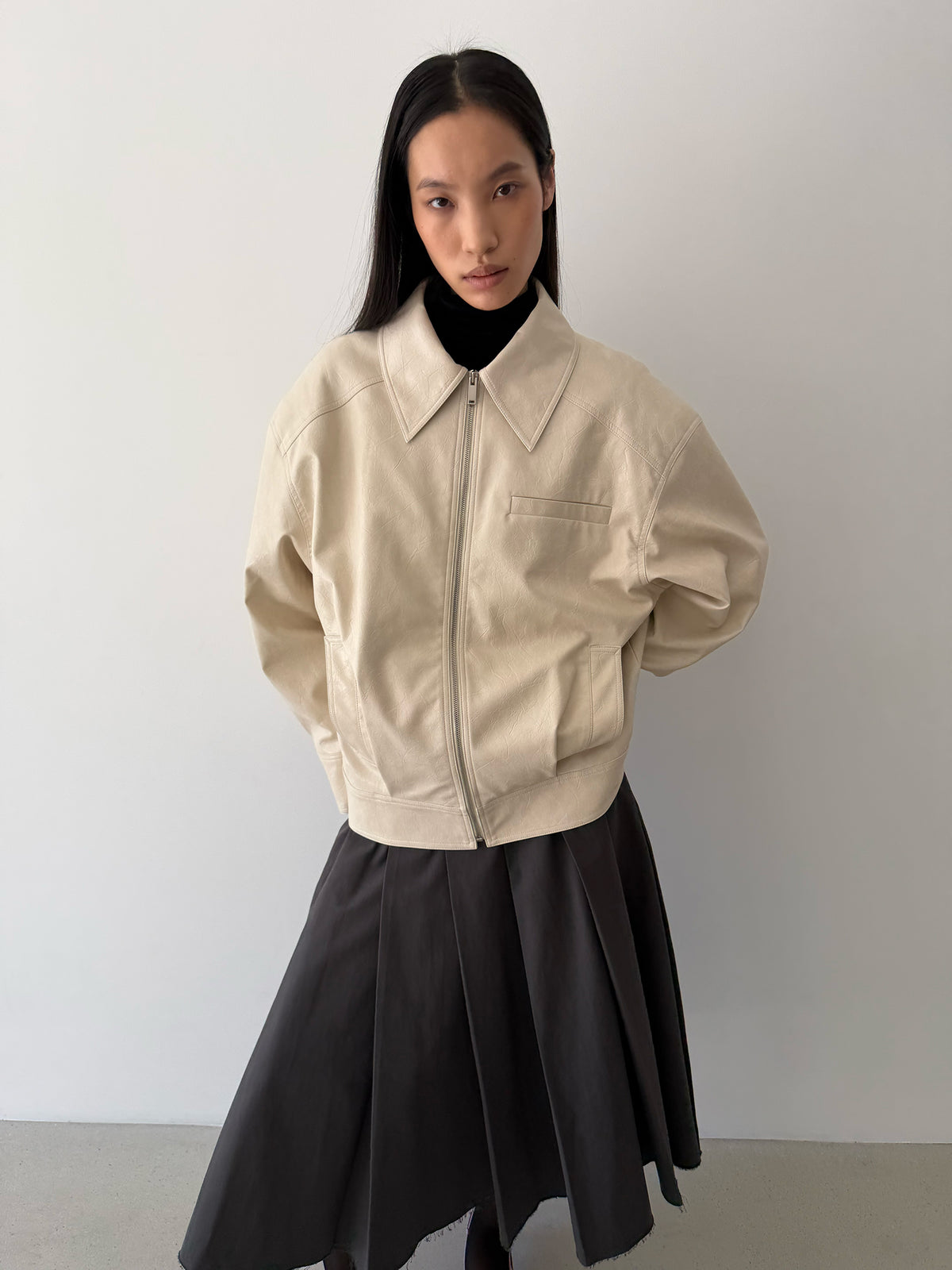 HYBRID ZIP-UP JACKET - PORCELAIN