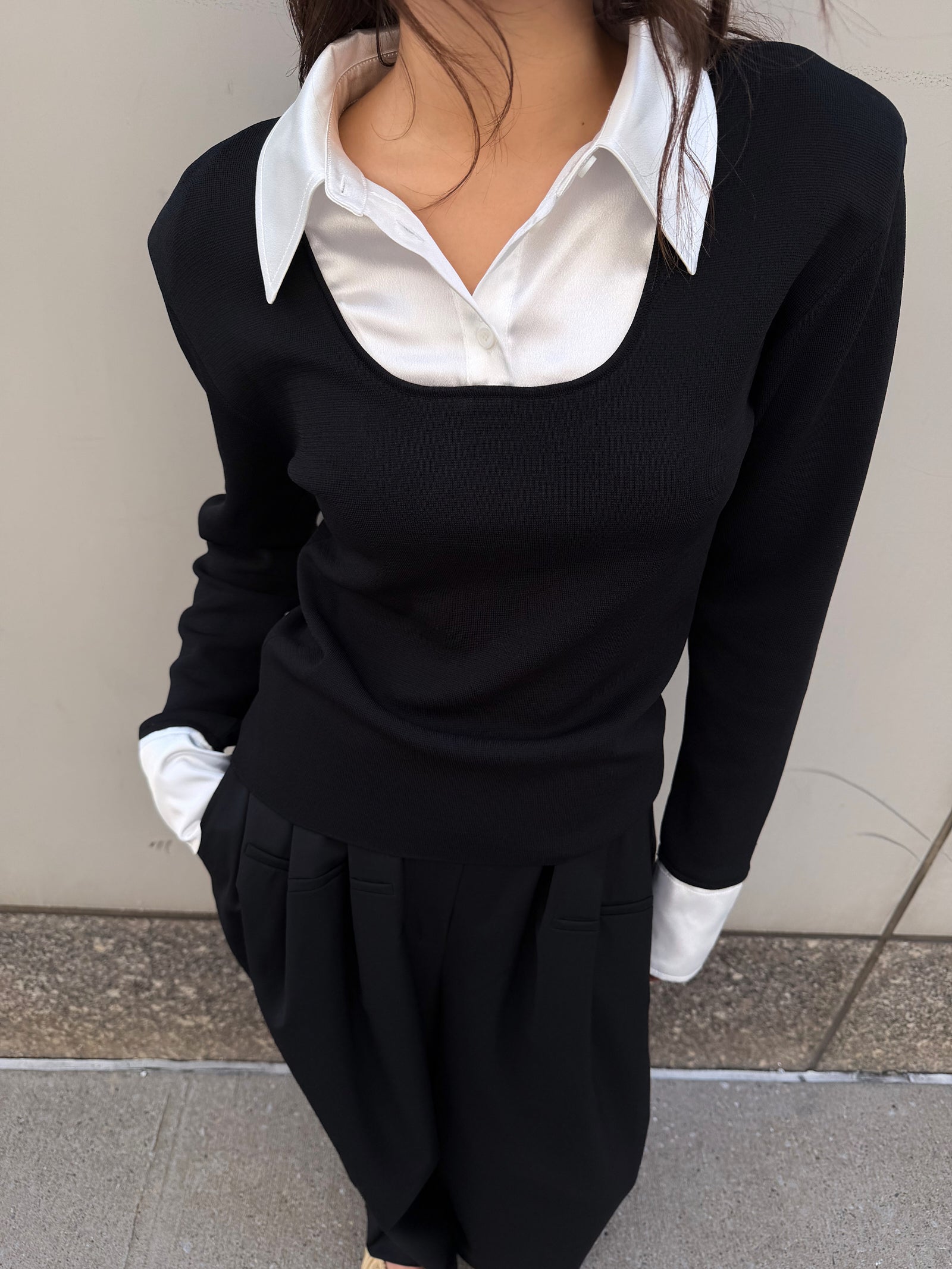 Layered Knit Top - Refined Black