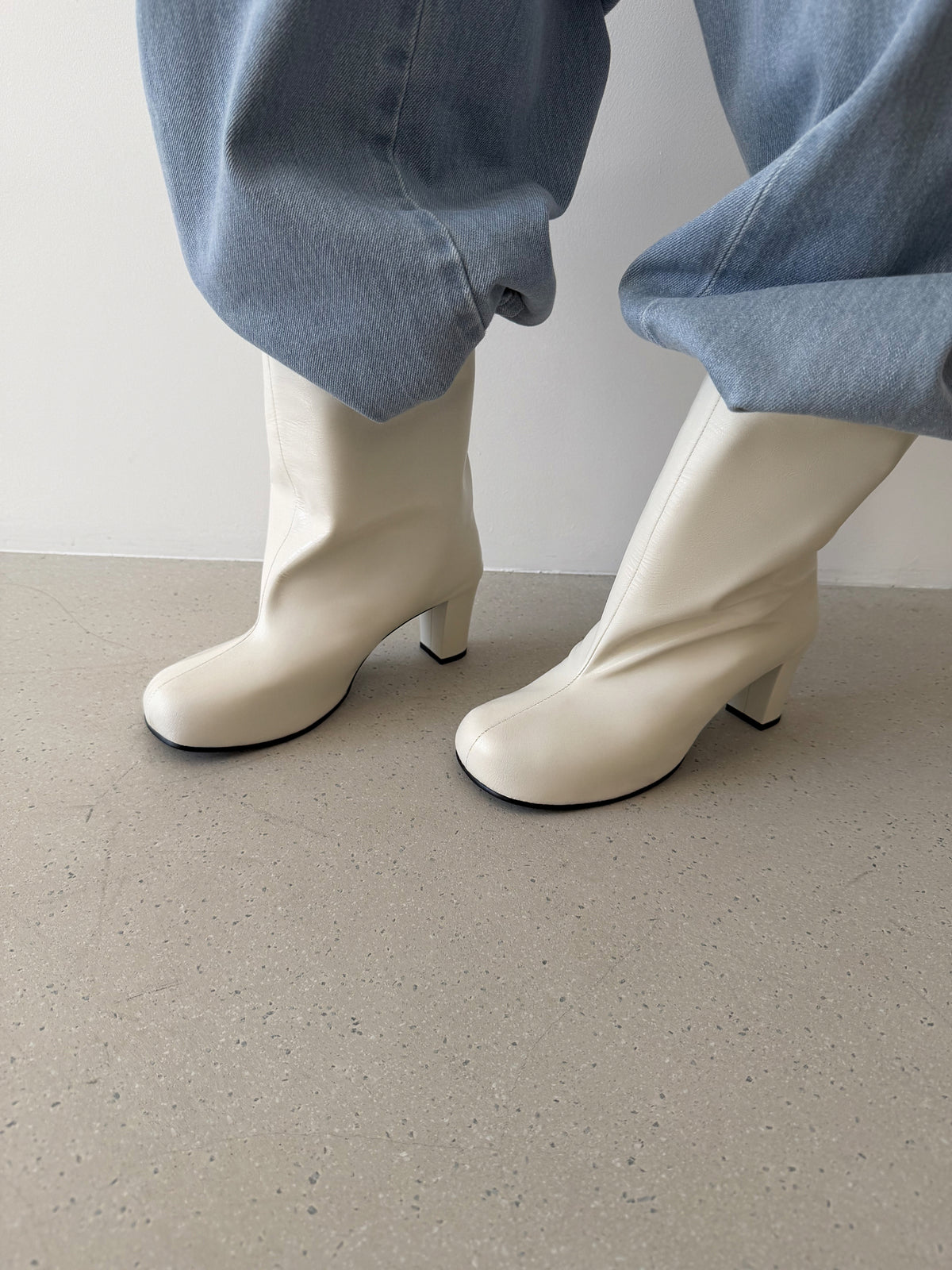 Urban Wide Ankle Boots - Ivory