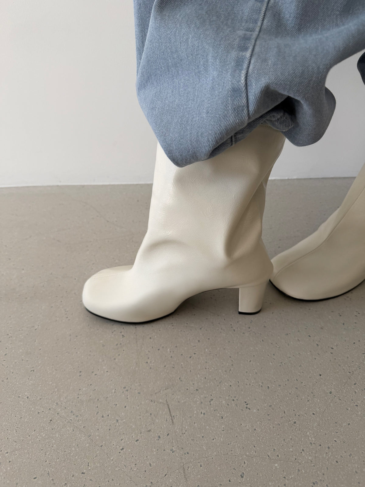Urban Wide Ankle Boots - Ivory
