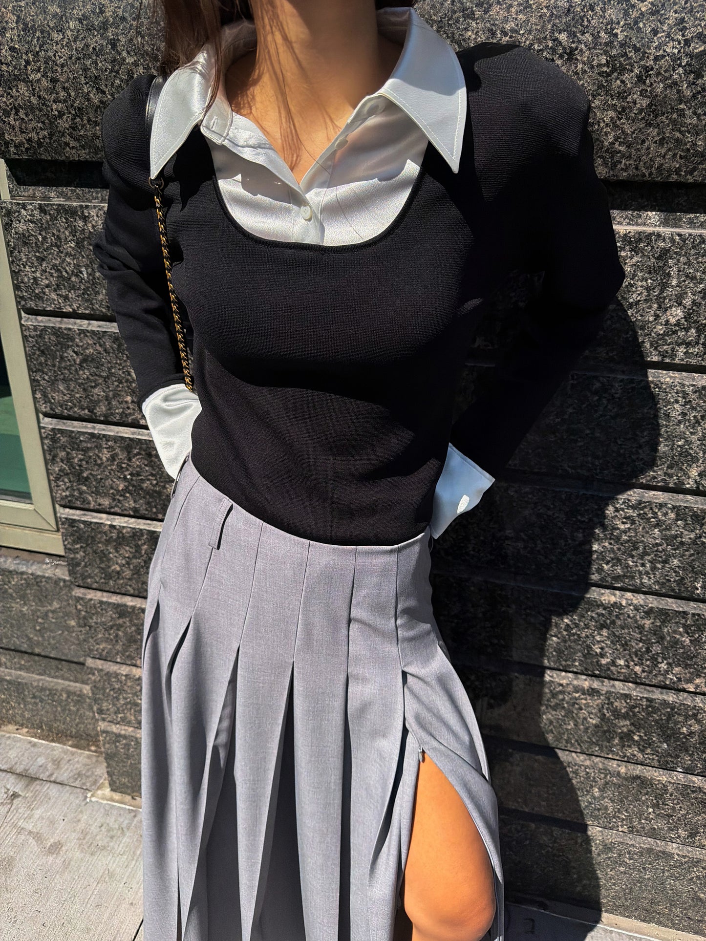 Layered Knit Top - Refined Black