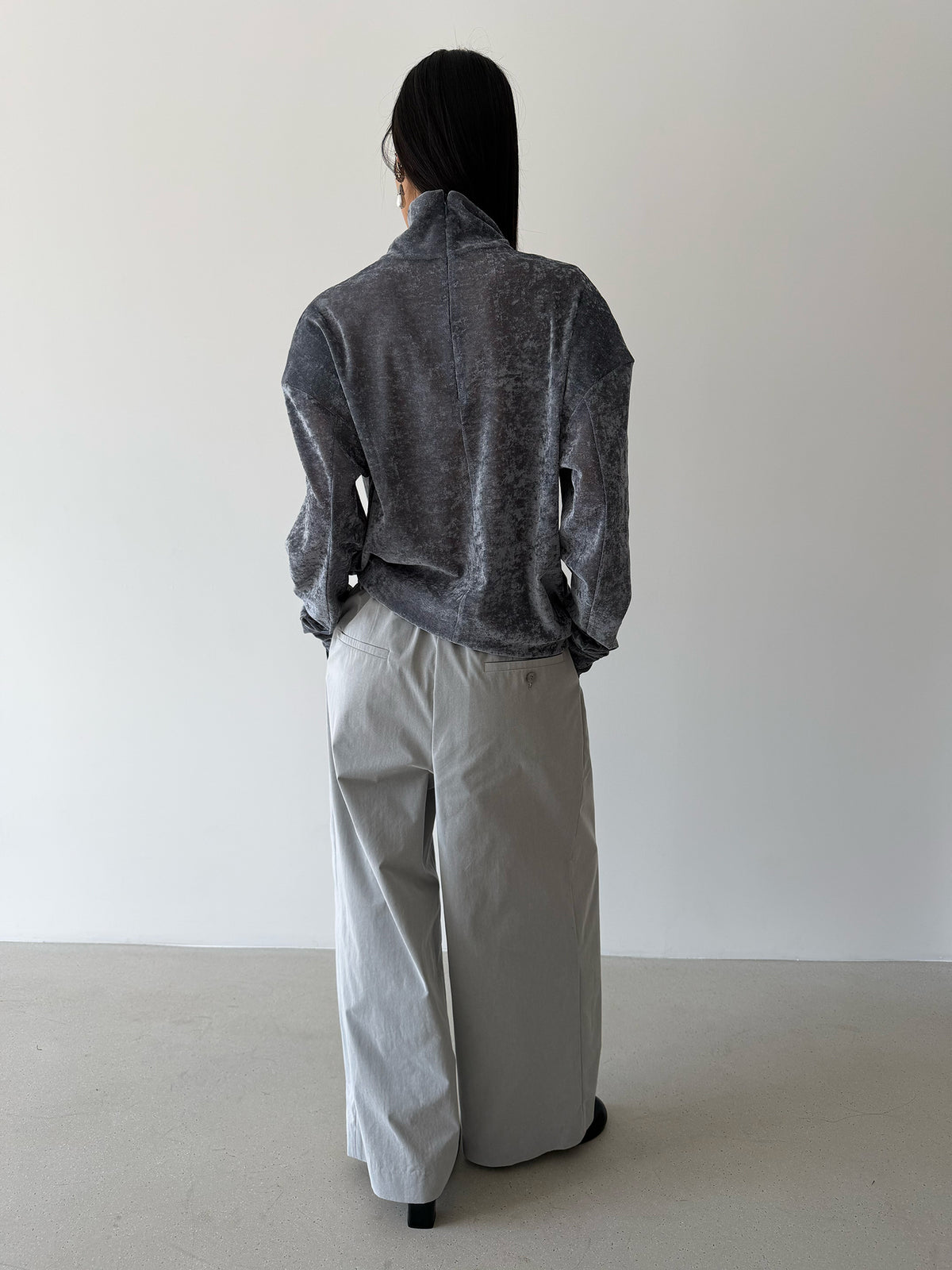 AURORA TURTLENECK TOP - BLUE CHARCOAL