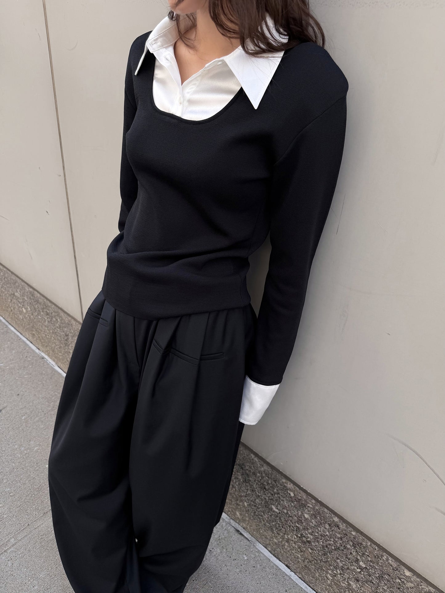 Layered Knit Top - Refined Black