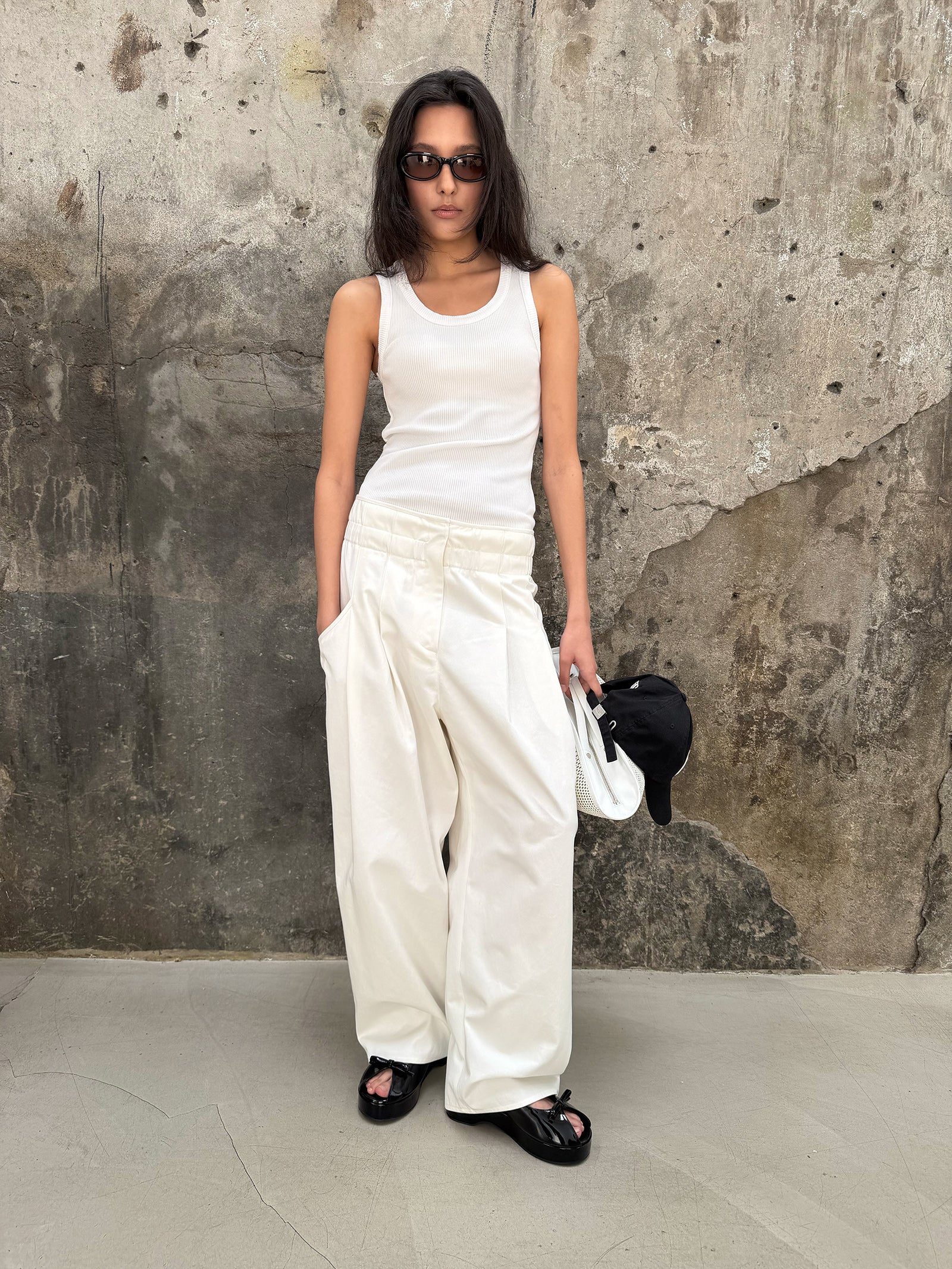 High-waisted Banding Pants - White Chocolate