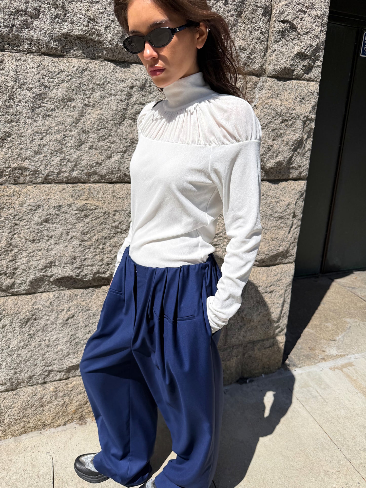 Cascade Gathered Pants - Marine