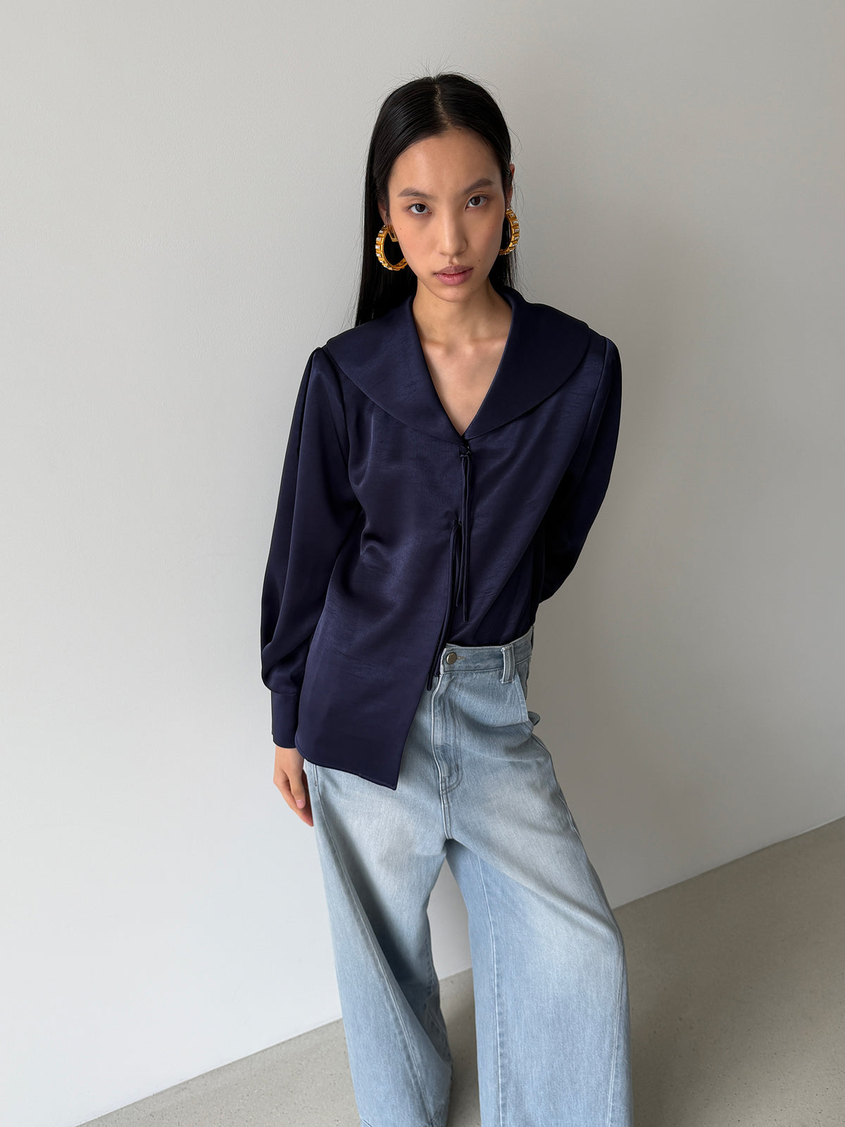 TIE MIDDY BLOUSE - ROYAL NAVY