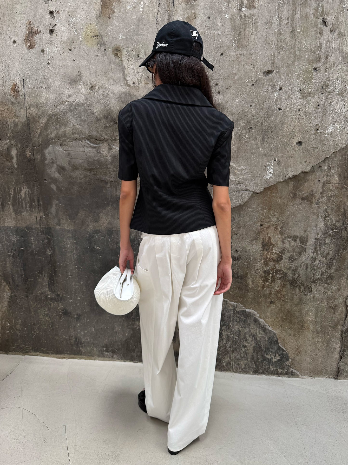 Wide Square Collar Jacket - Literary Black