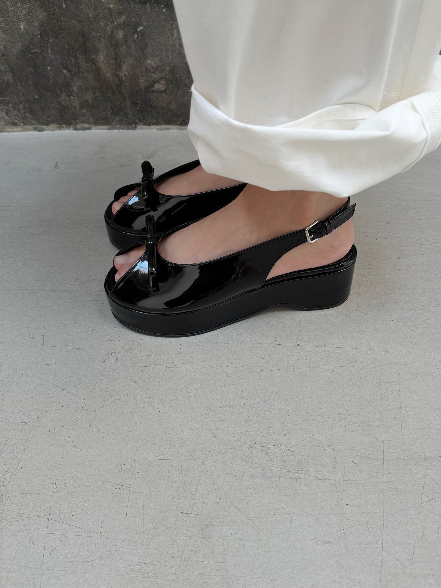 Coquette Chunky Slingback - Glossy Black