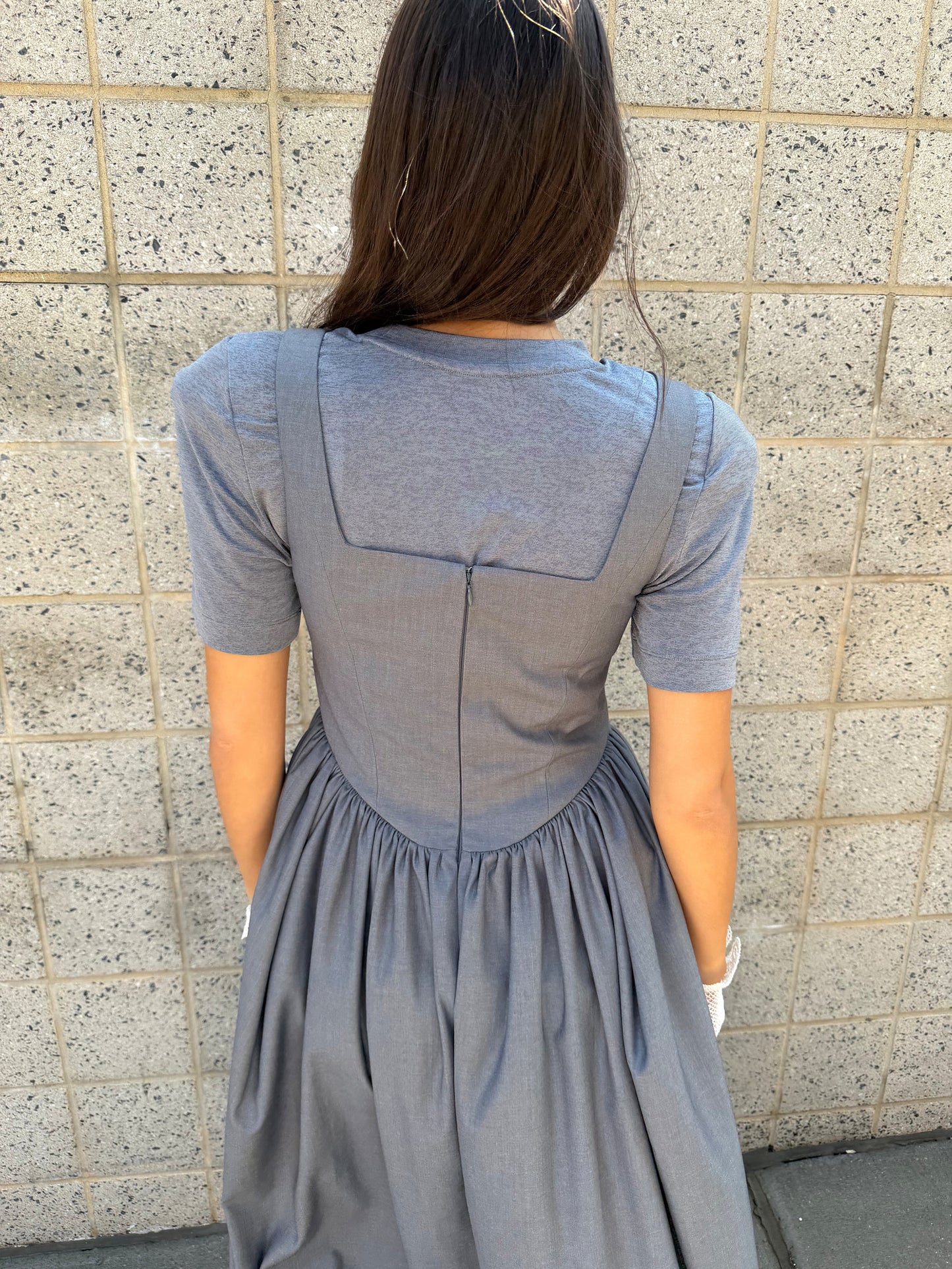 Florentine Gathered Dress - Atelier Gray