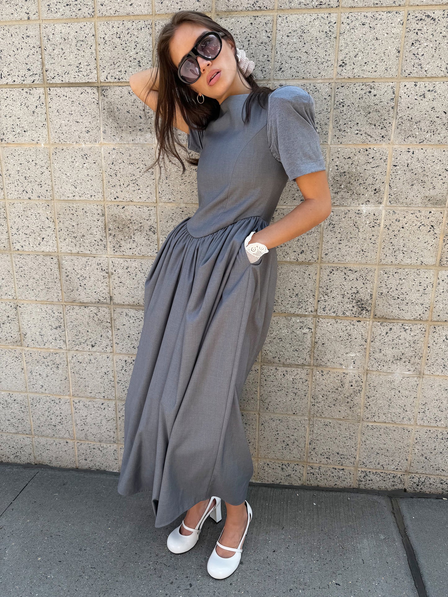 Florentine Gathered Dress - Atelier Gray