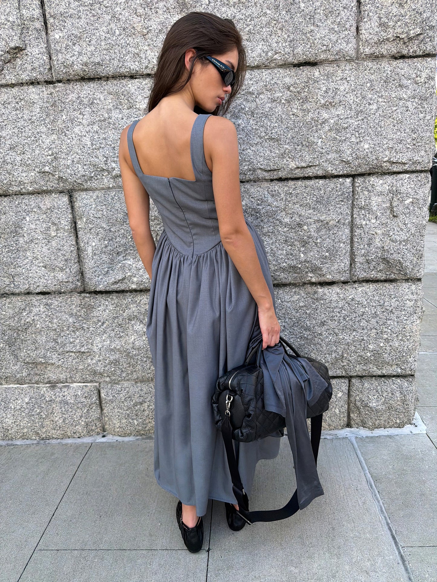 Florentine Gathered Dress - Atelier Gray